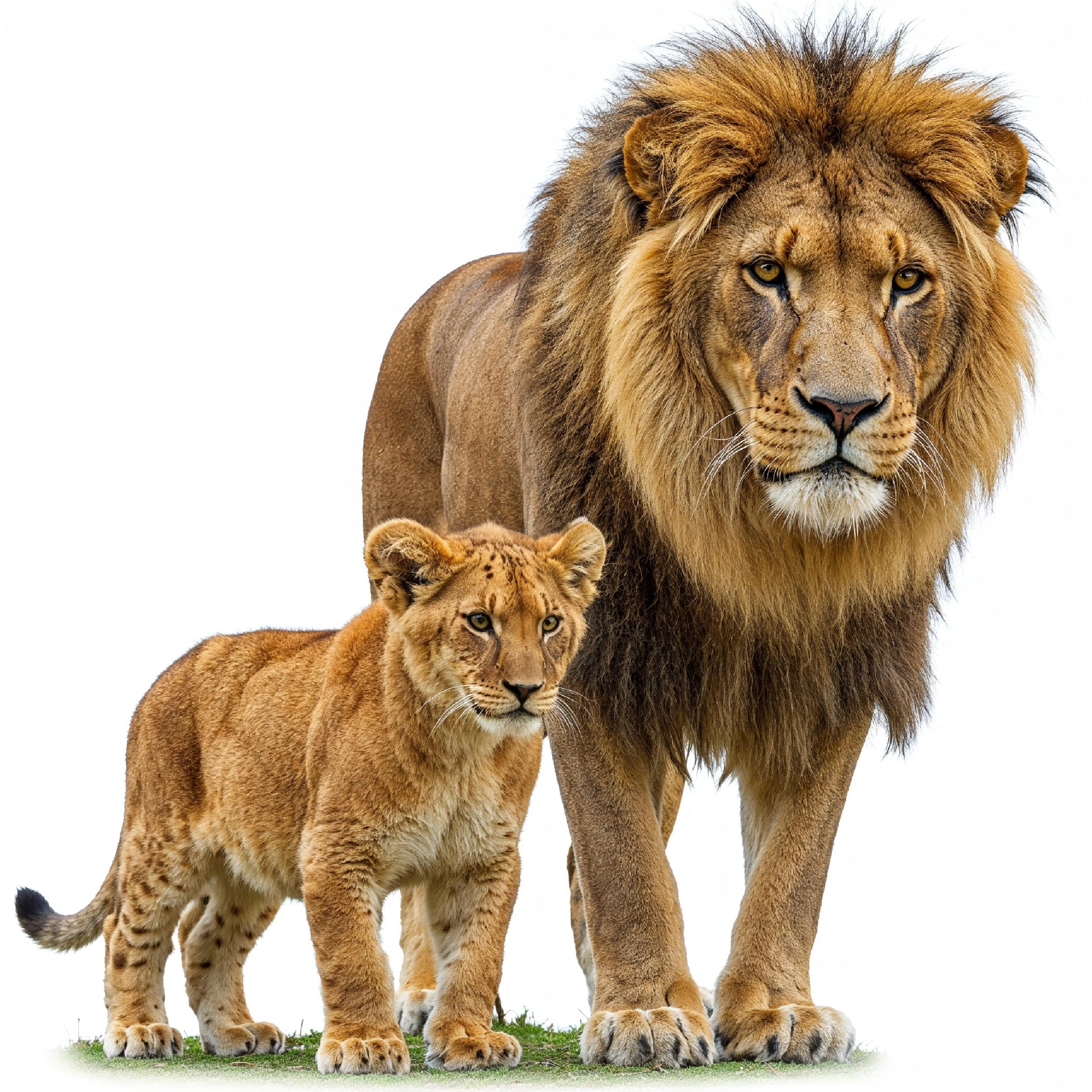 Lion Isolated on White Background Majestic Wildlife Animal Portrait