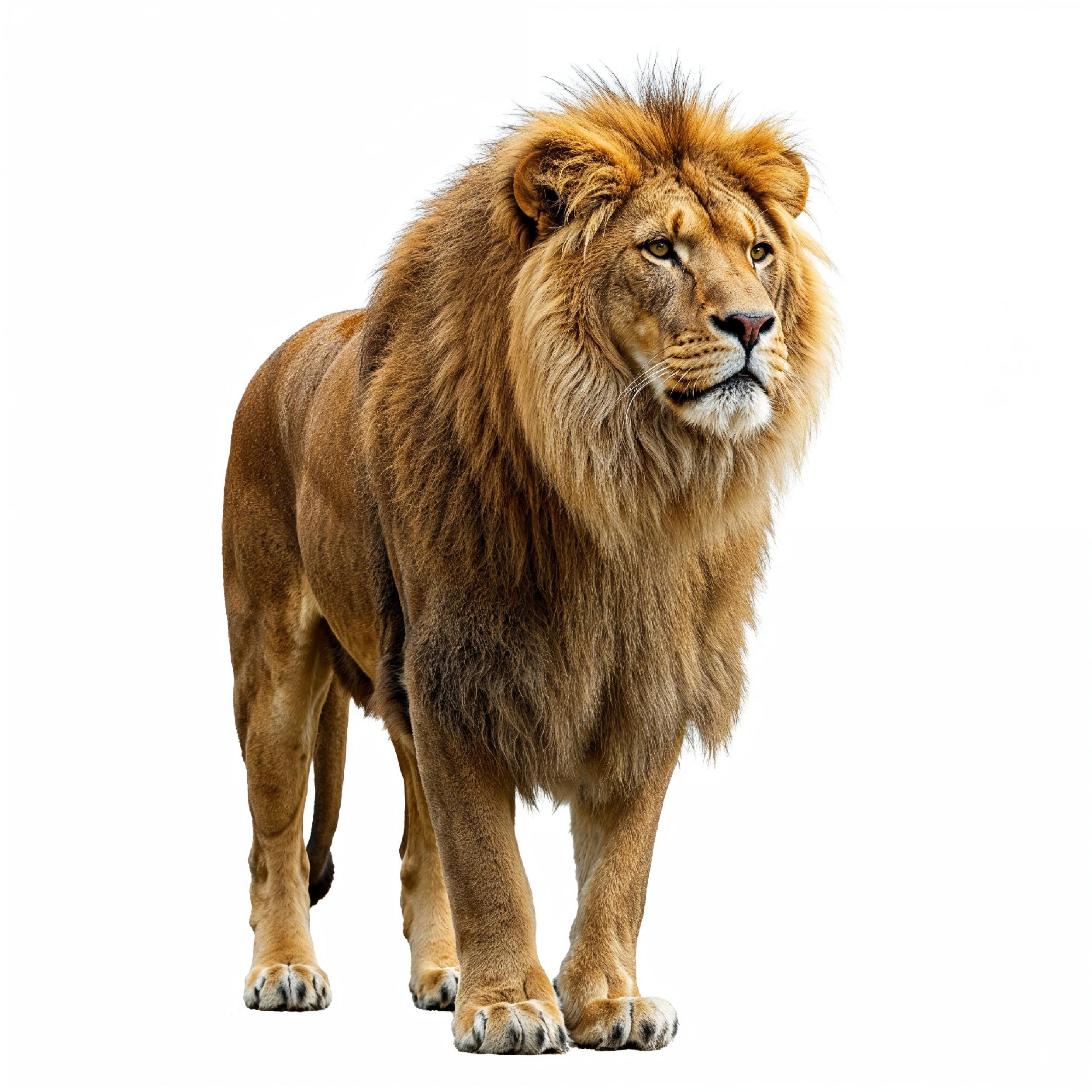 Lion Isolated on White Background Majestic Wildlife Animal Portrait