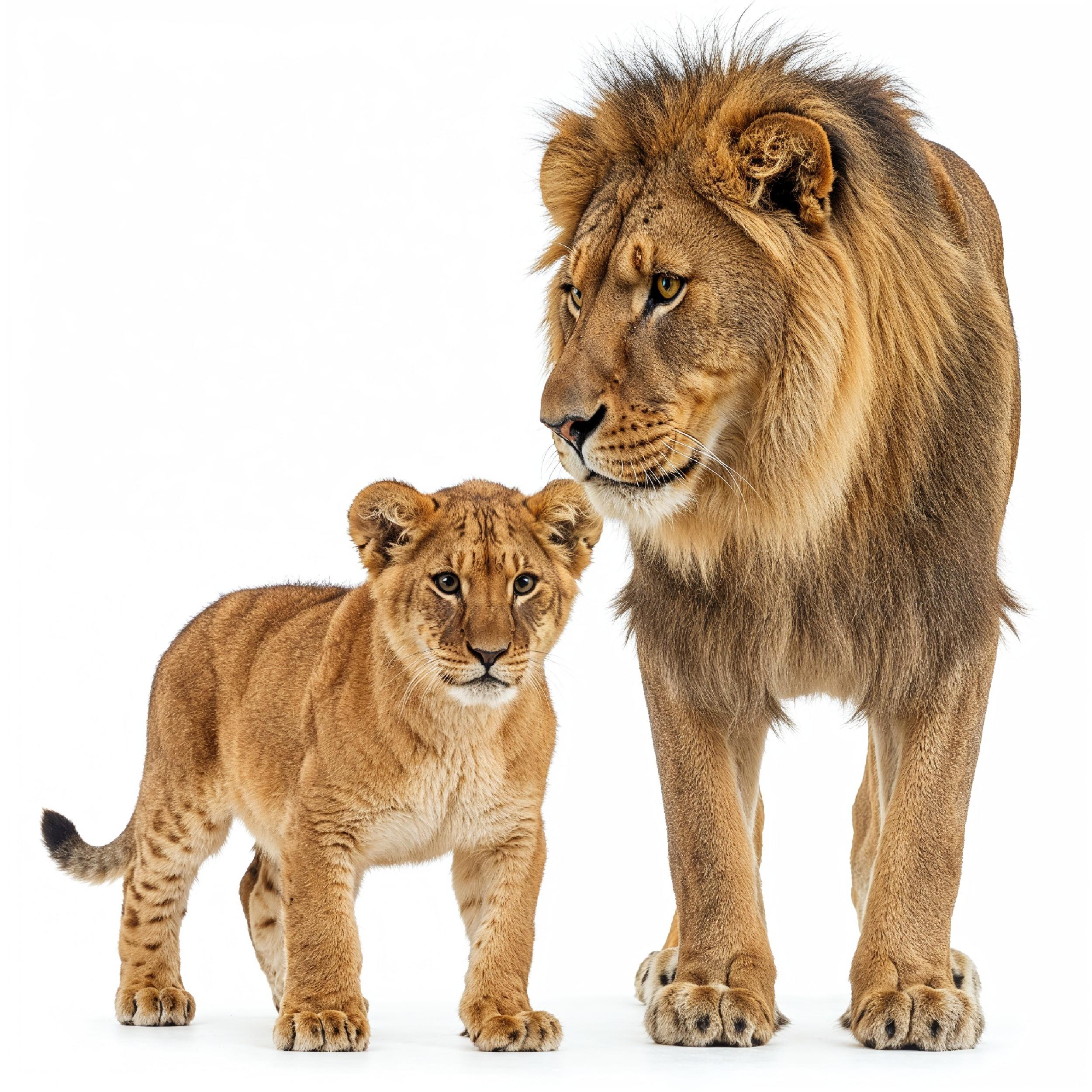 Lion Isolated on White Background Majestic Wildlife Animal Portrait