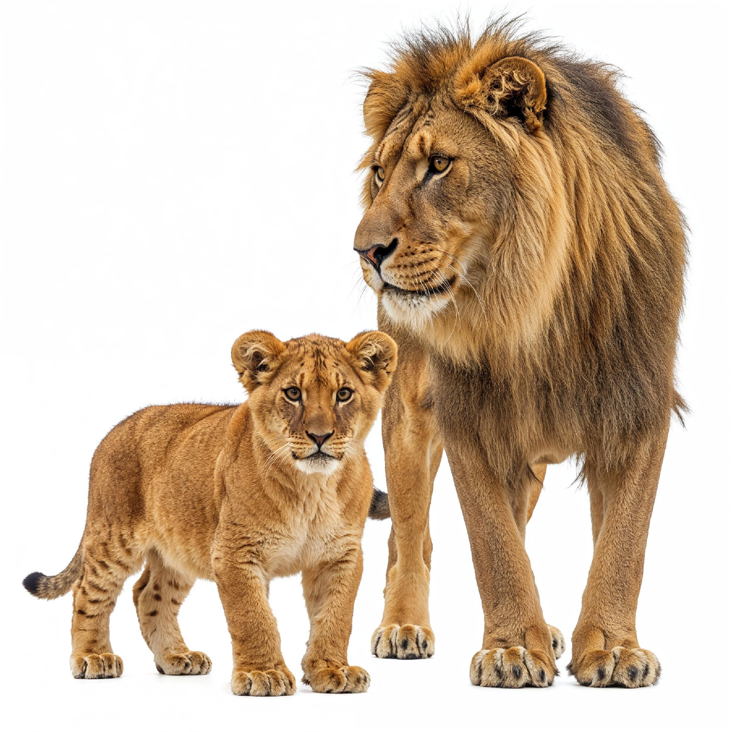 Lion Isolated on White Background Majestic Wildlife Animal Portrait