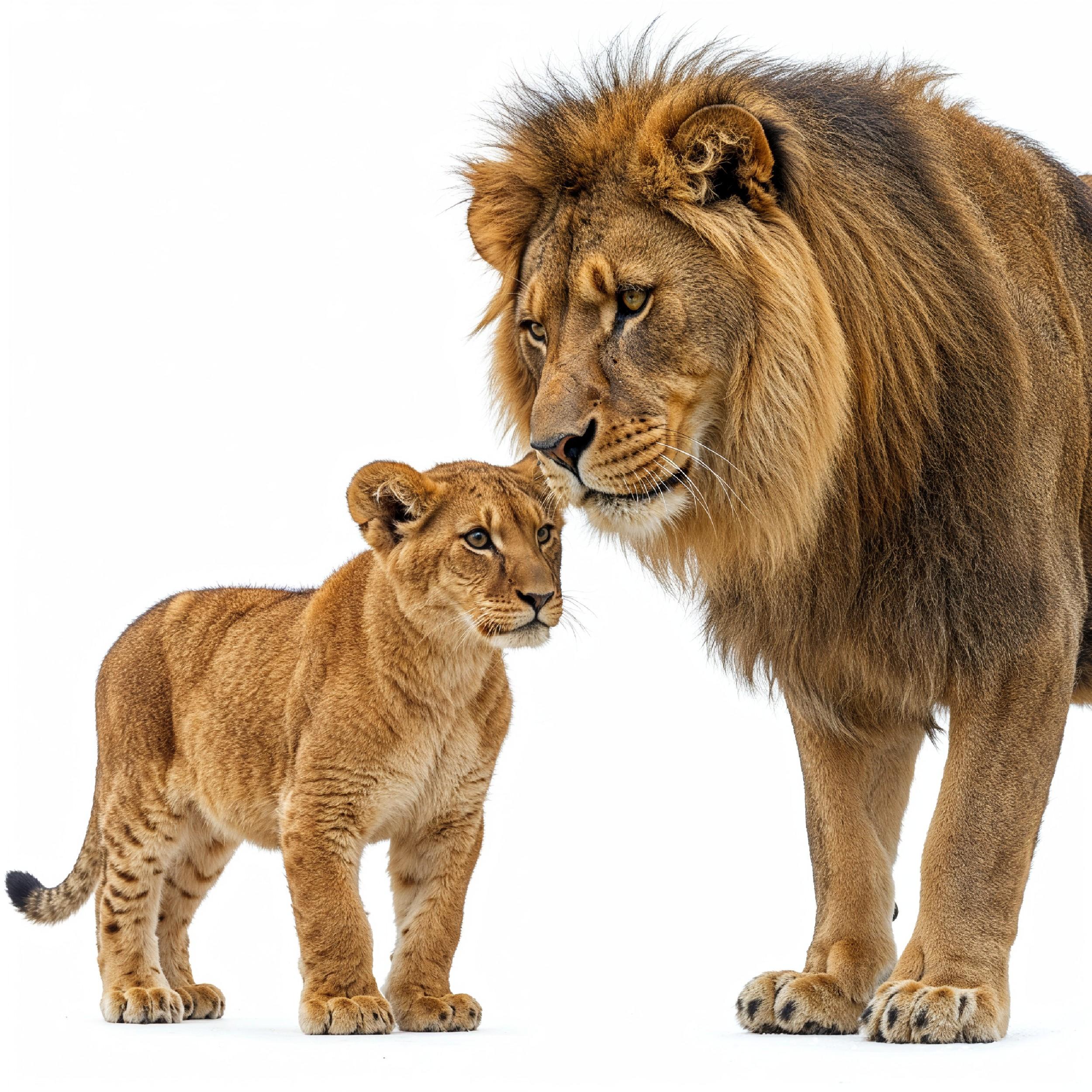 Lion Isolated on White Background Majestic Wildlife Animal Portrait
