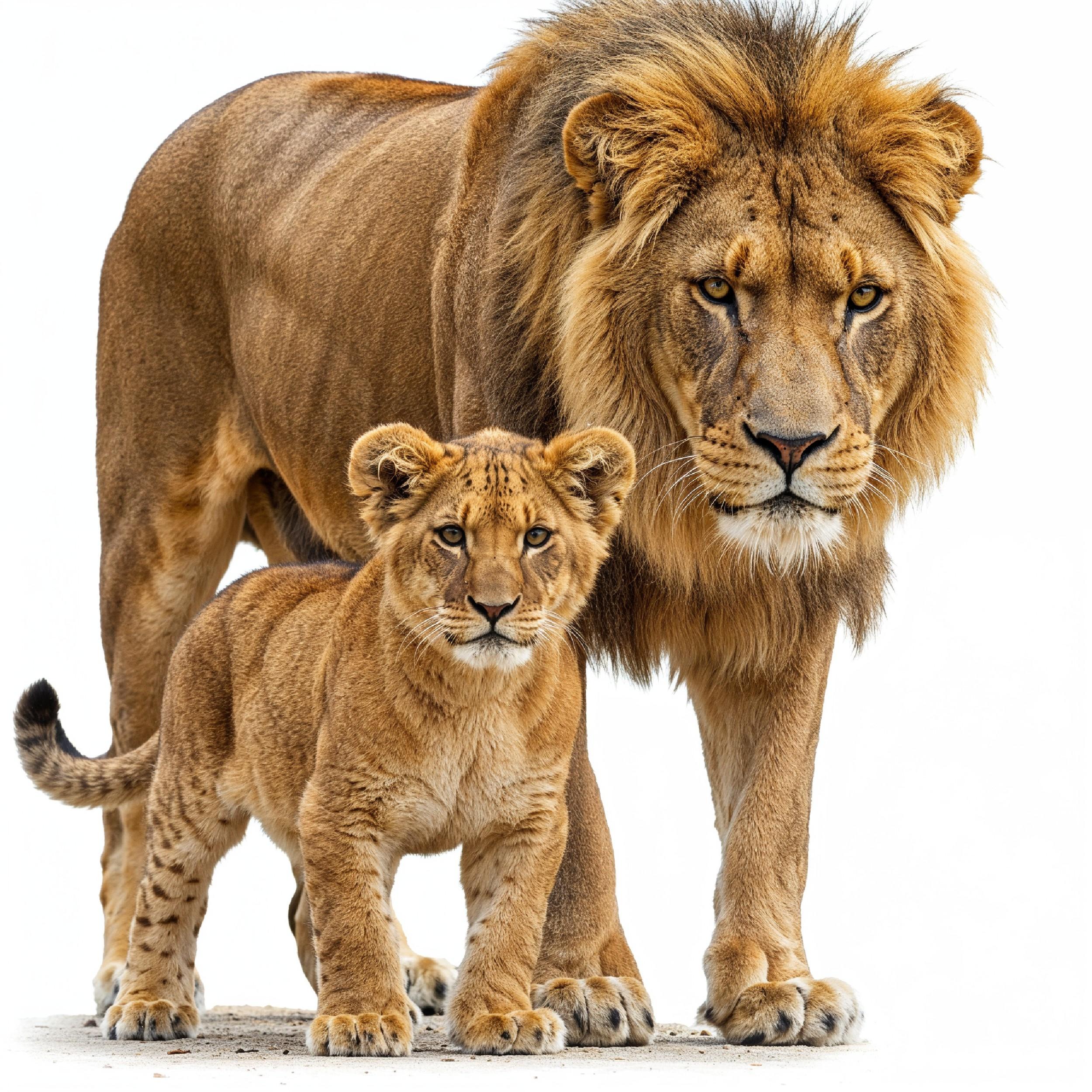 Lion Isolated on White Background Majestic Wildlife Animal Portrait