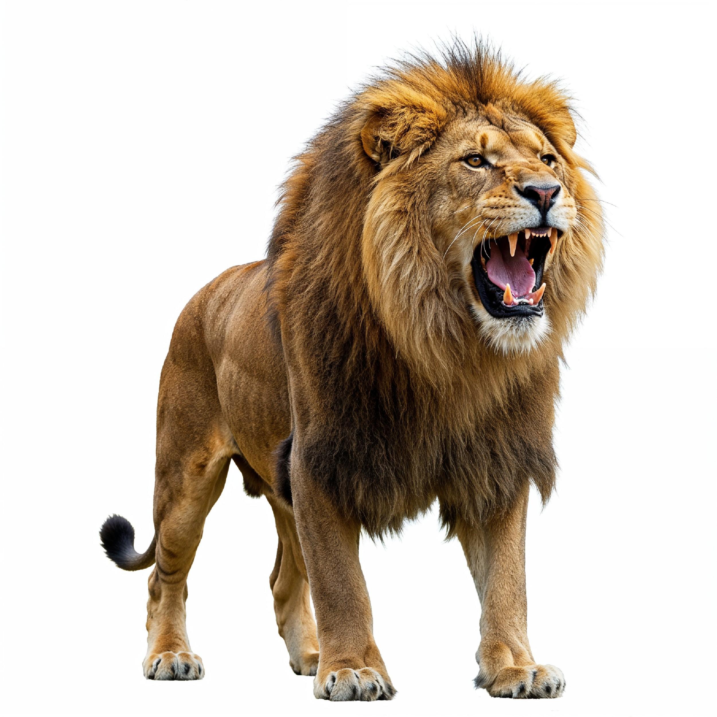 Lion Isolated on White Background Majestic Wildlife Animal Portrait