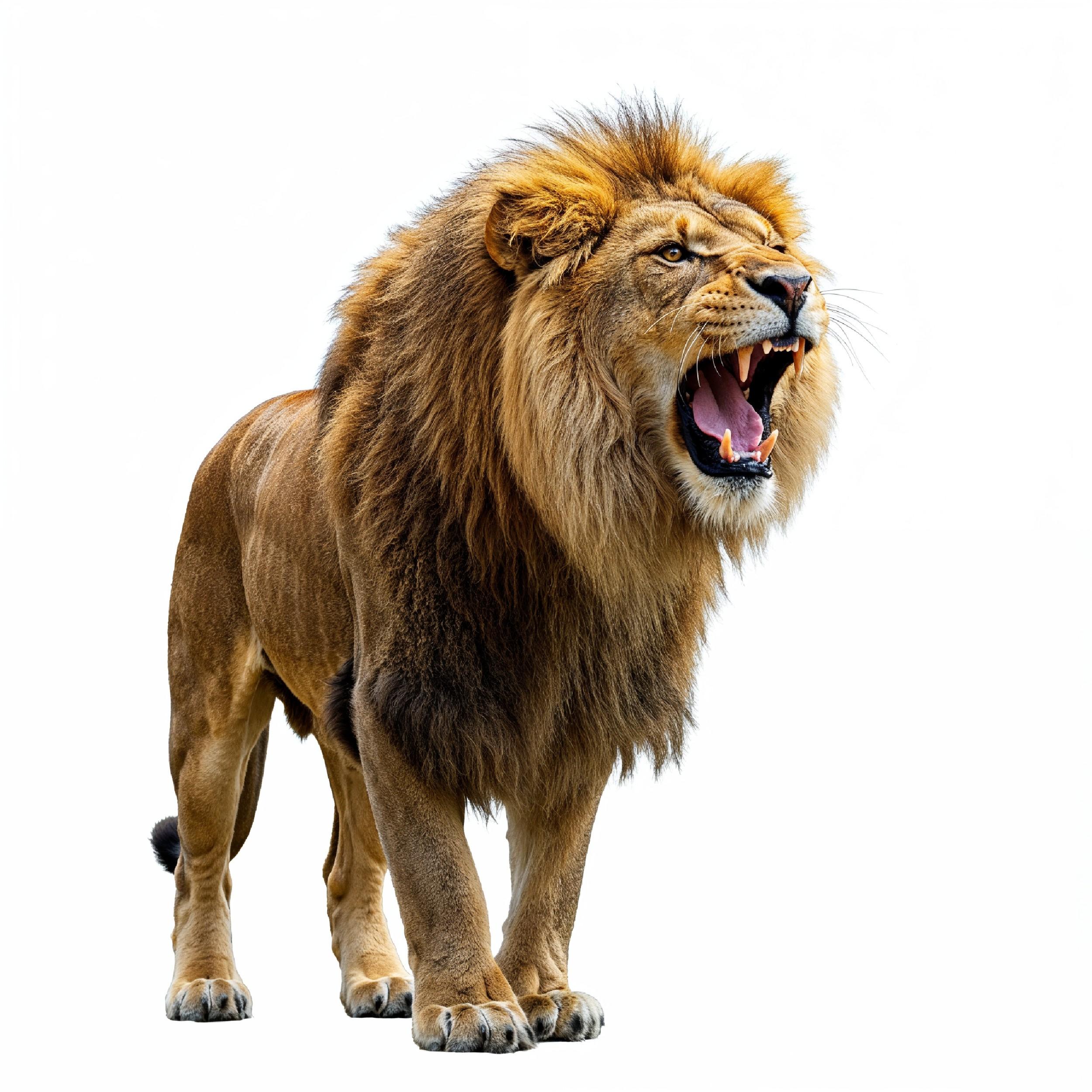 Lion Isolated on White Background Majestic Wildlife Animal Portrait