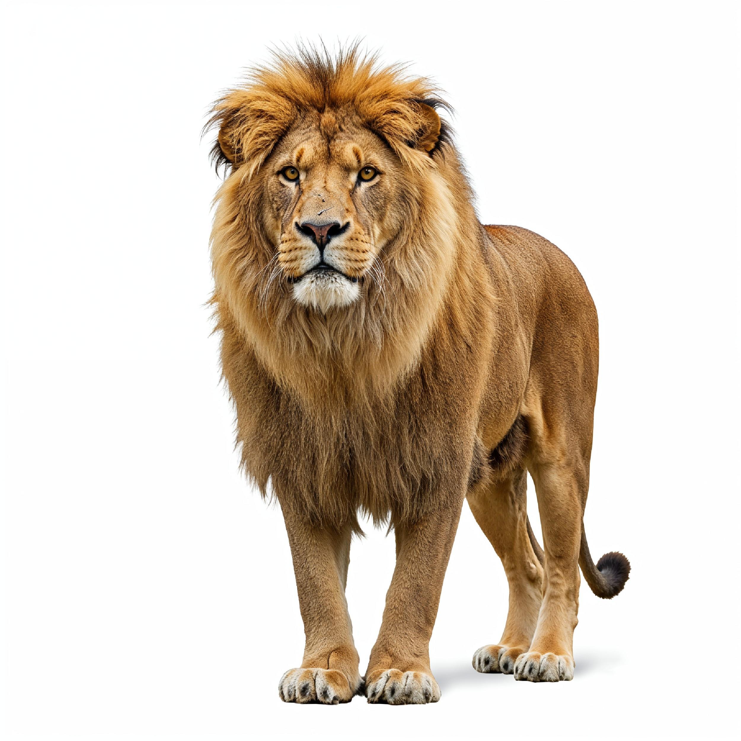 Lion Isolated on White Background Majestic Wildlife Animal Portrait