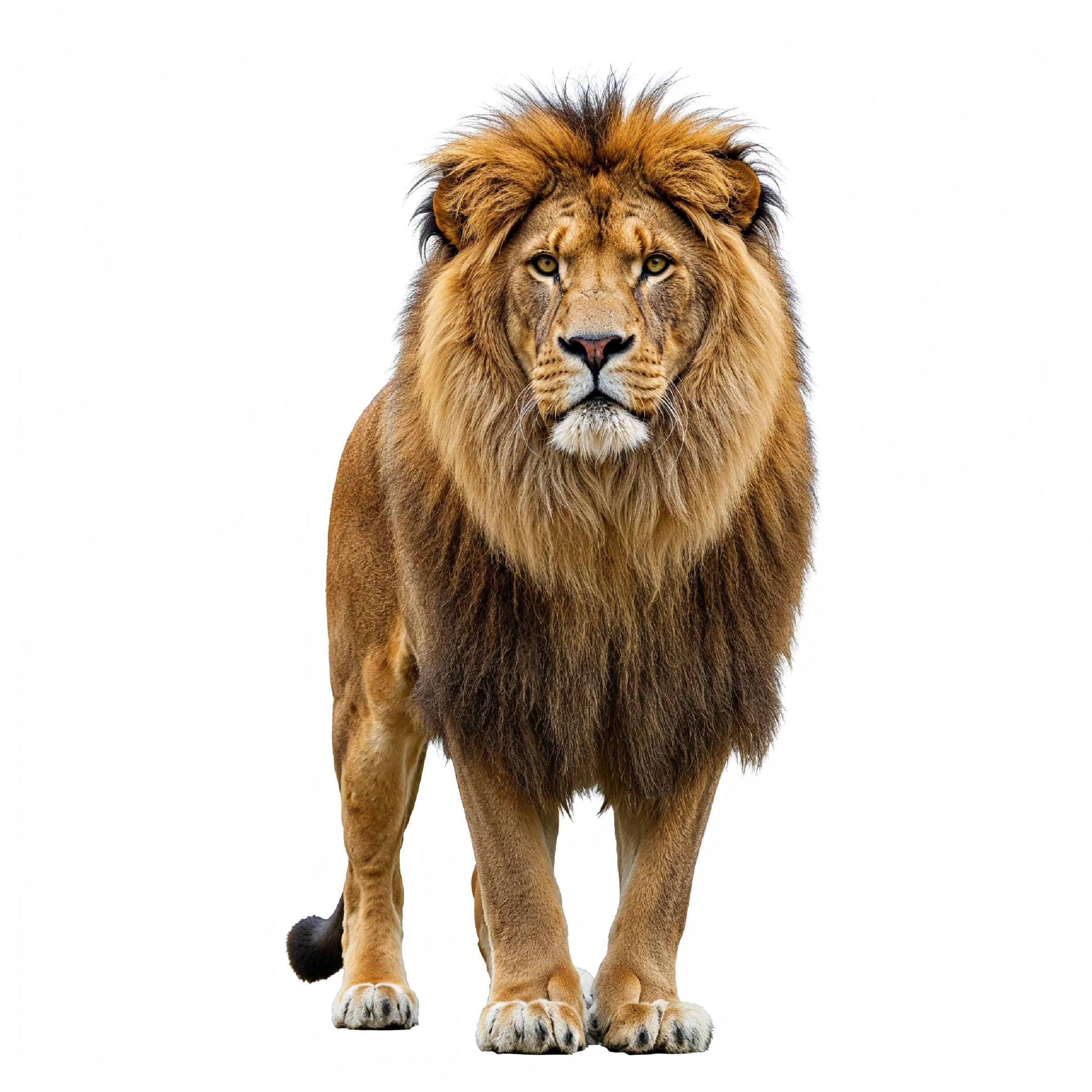 Lion Isolated on White Background Majestic Wildlife Animal Portrait