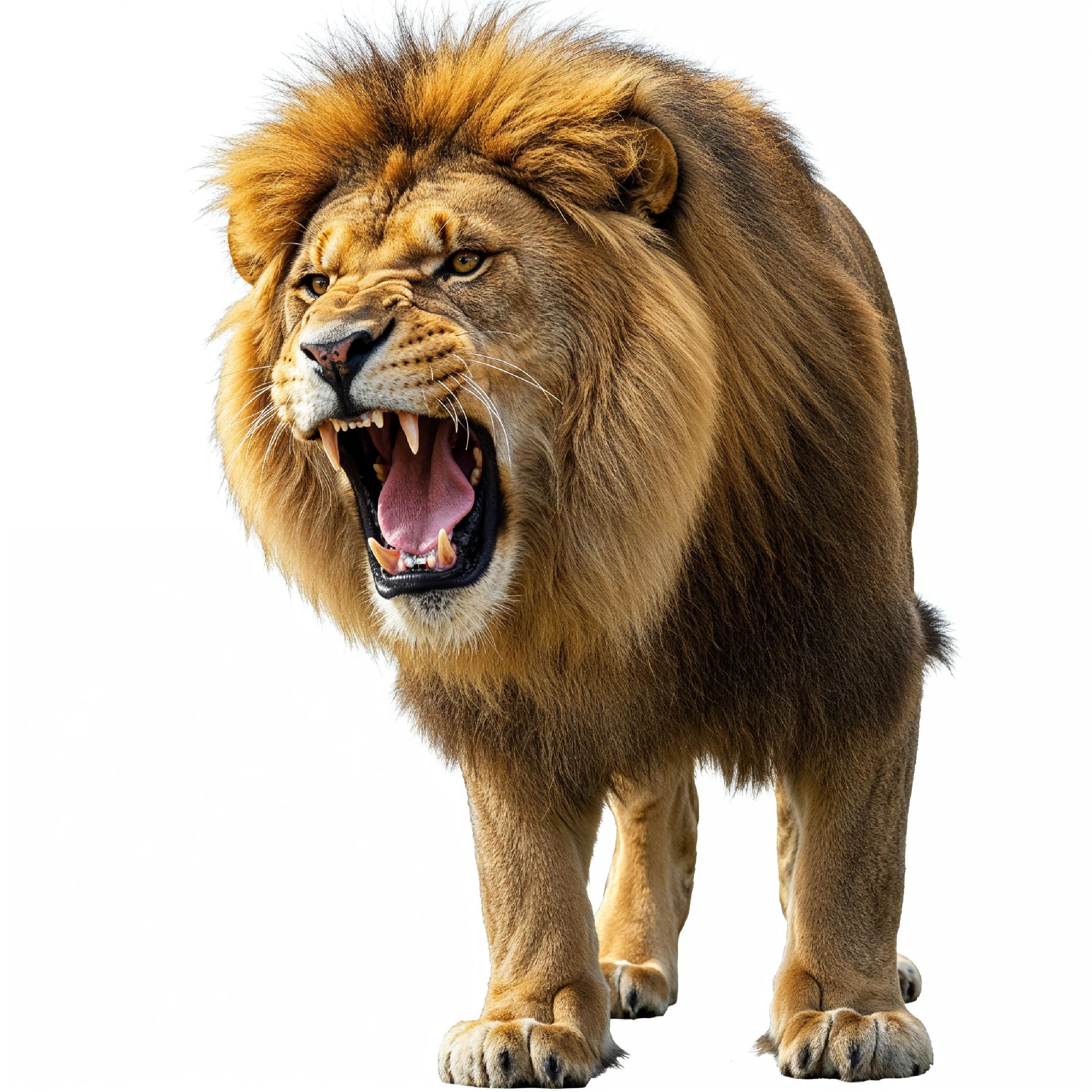 Lion Isolated on White Background Majestic Wildlife Animal Portrait