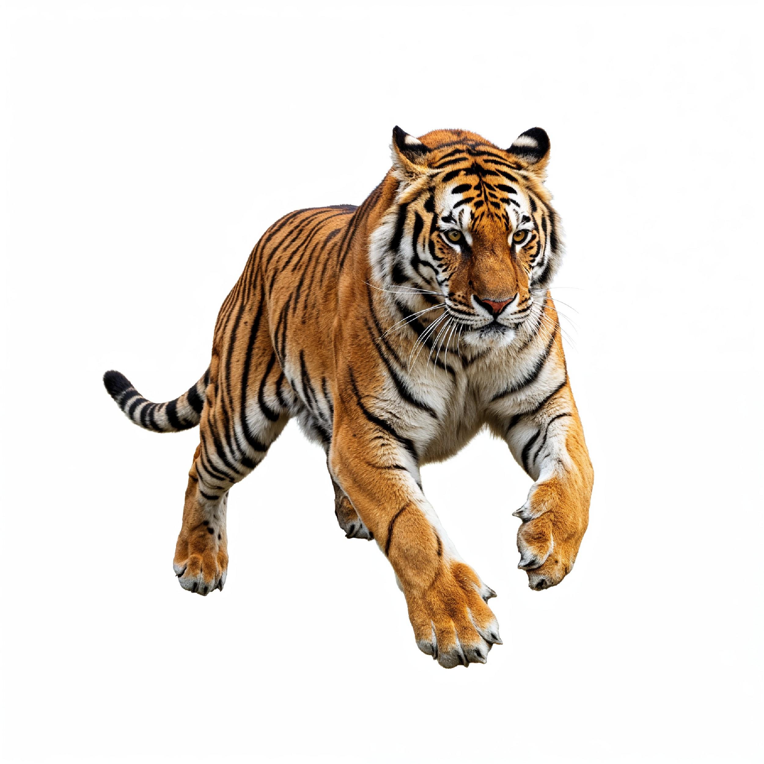 Tiger Isolated on White Background Majestic Wildlife Big Cat Portrait
