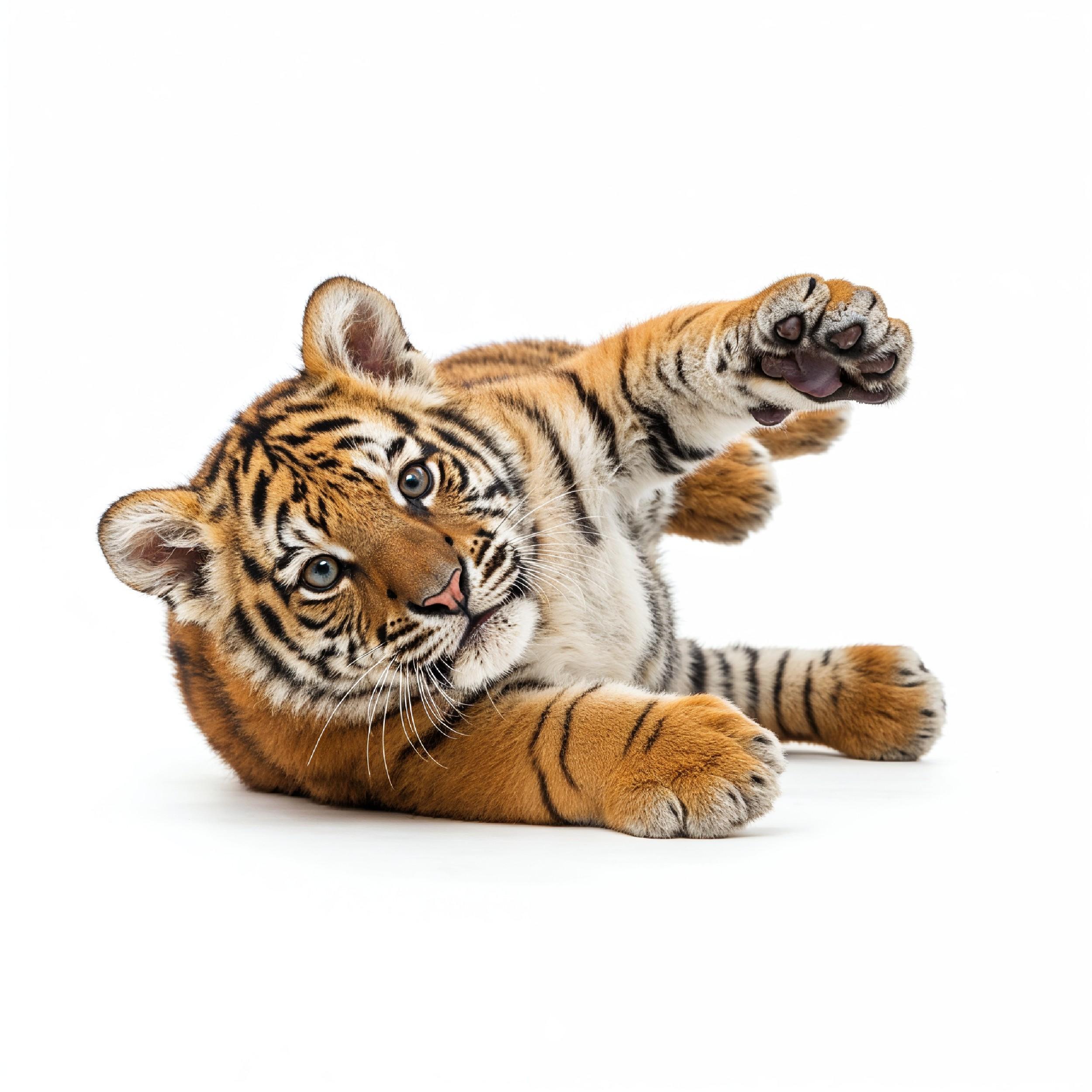 Tiger Isolated on White Background Majestic Wildlife Big Cat Portrait