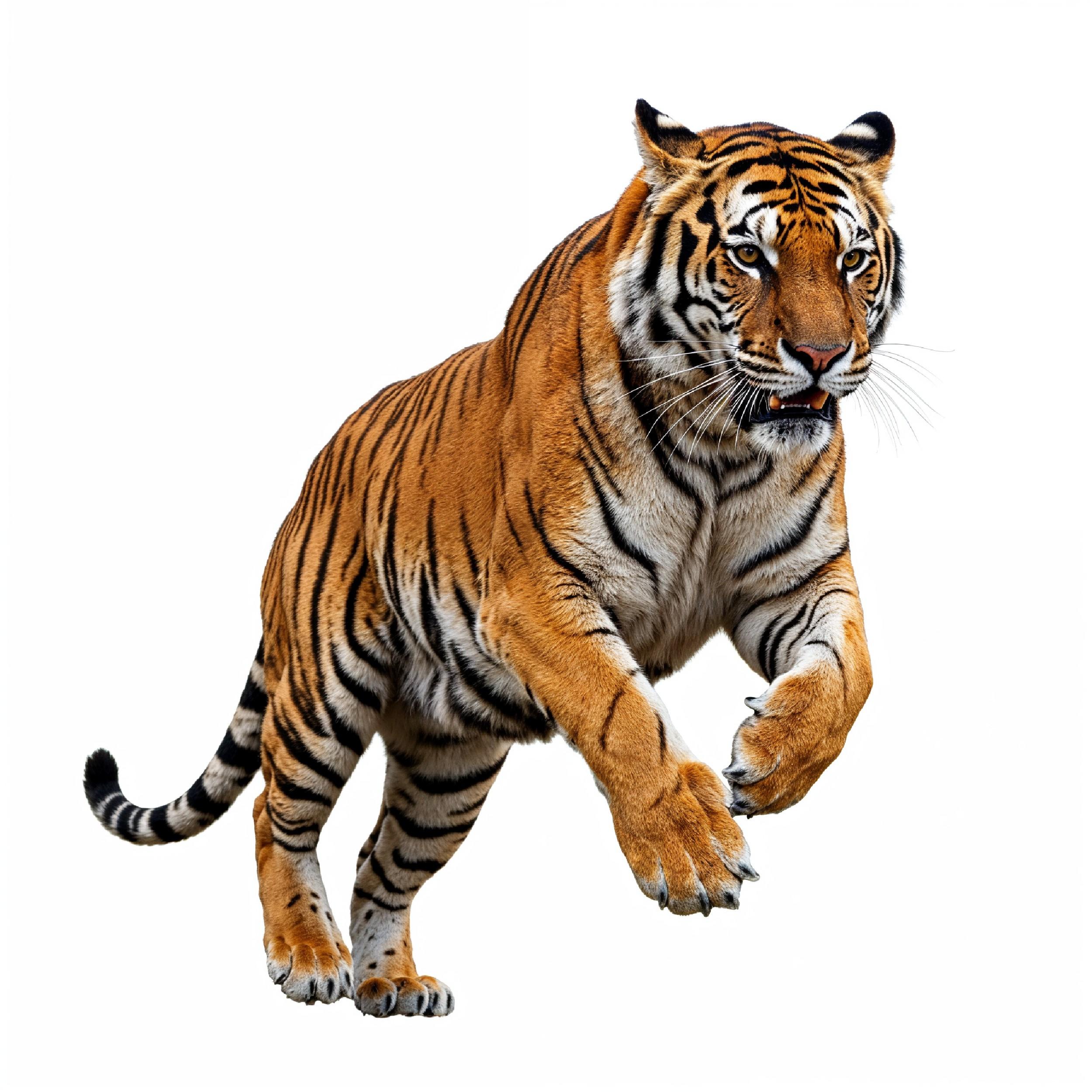 Tiger Isolated on White Background Majestic Wildlife Big Cat Portrait