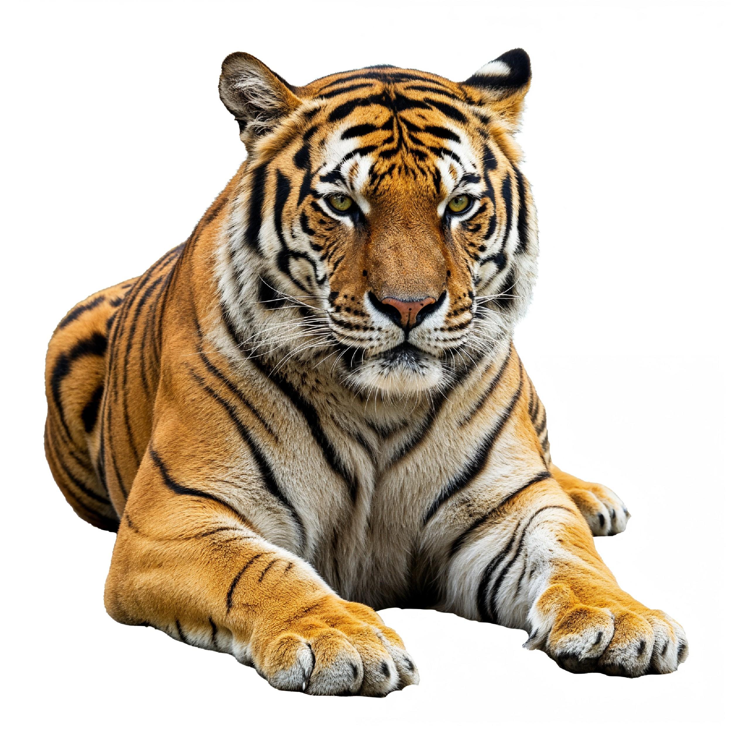 Tiger Isolated on White Background Majestic Wildlife Big Cat Portrait