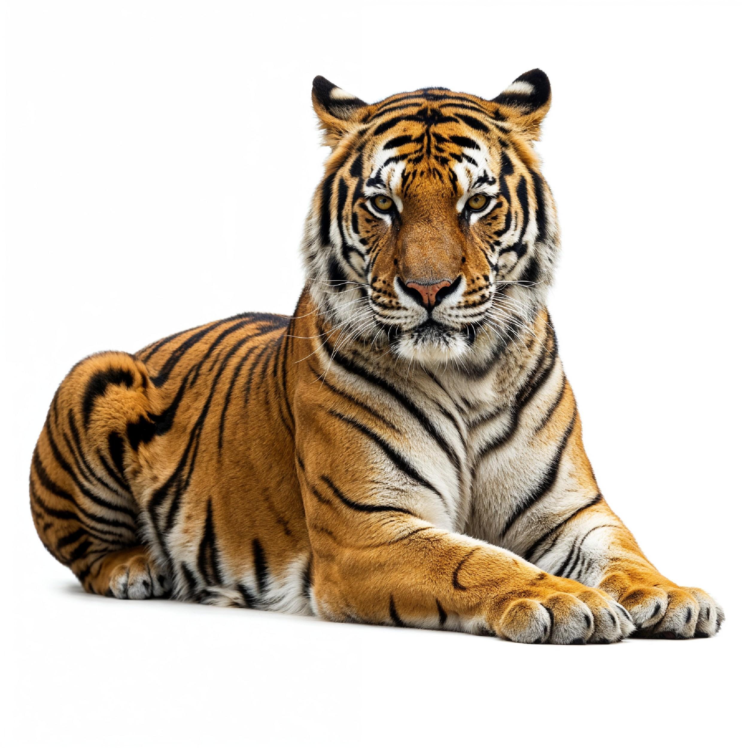 Tiger Isolated on White Background Majestic Wildlife Big Cat Portrait