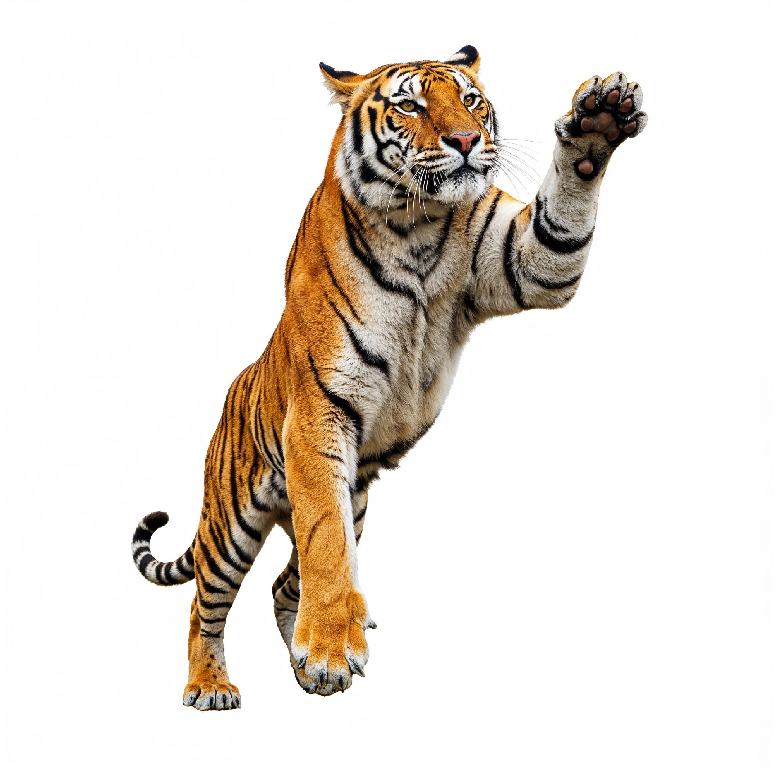 Tiger Isolated on White Background Majestic Wildlife Big Cat Portrait