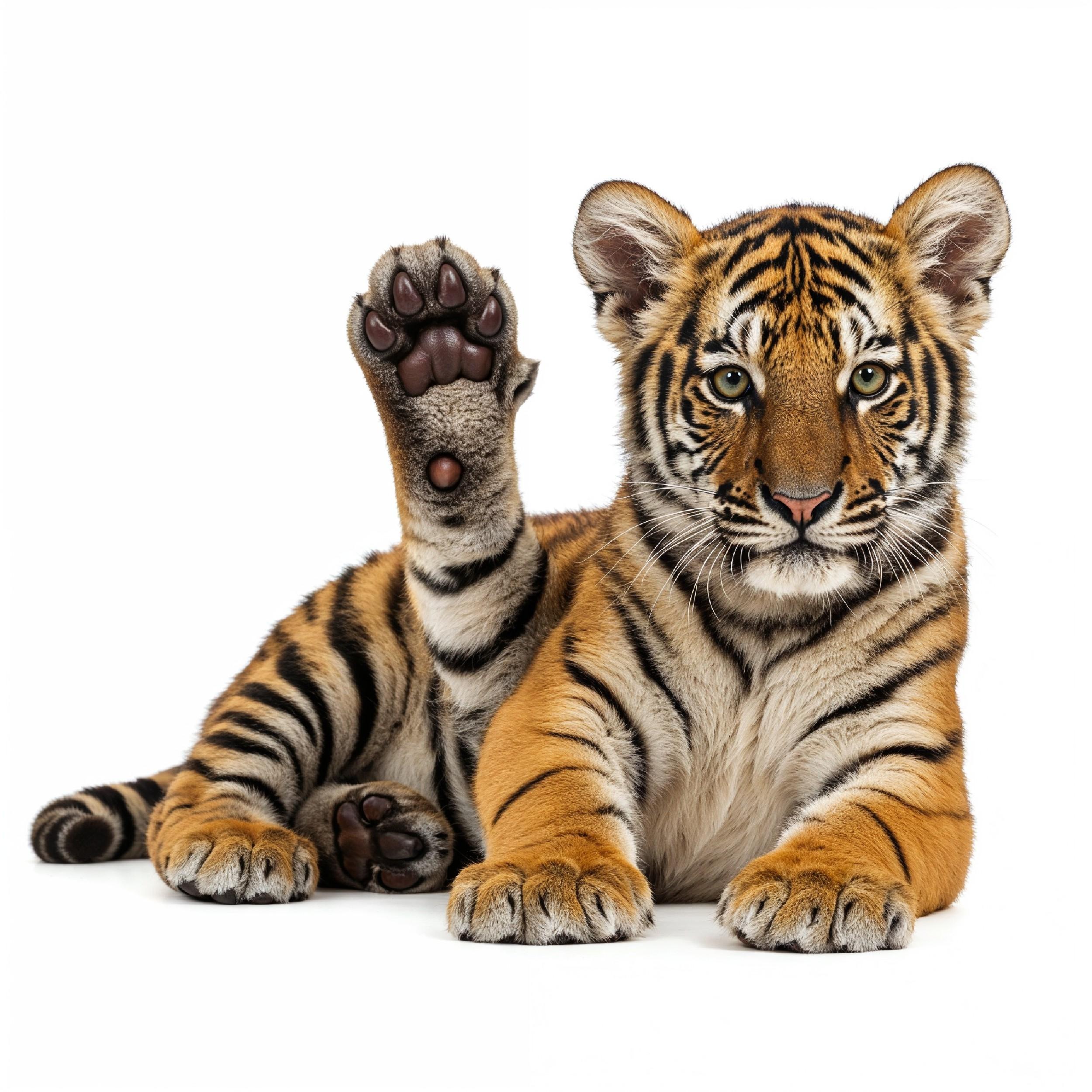 Tiger Isolated on White Background Majestic Wildlife Big Cat Portrait