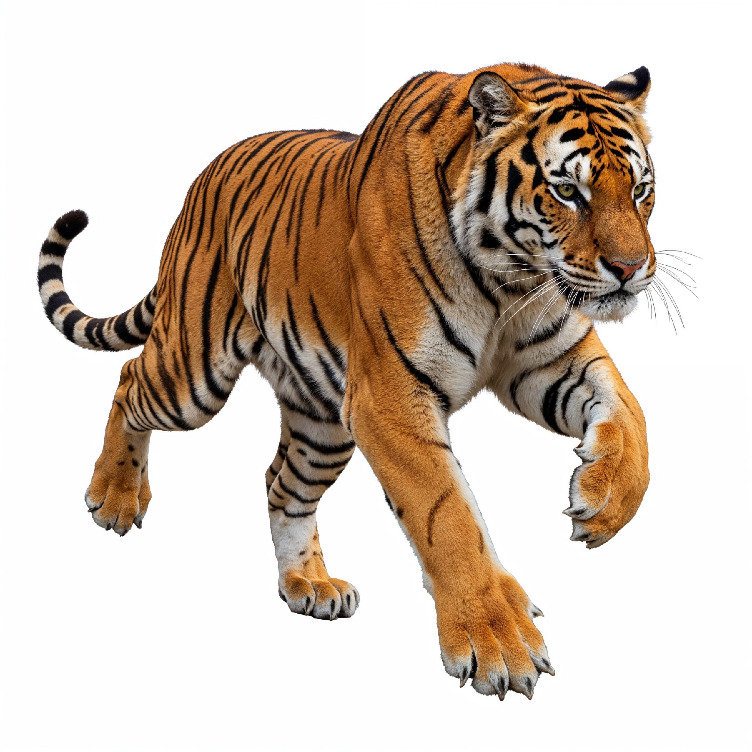 Tiger Isolated on White Background Majestic Wildlife Big Cat Portrait