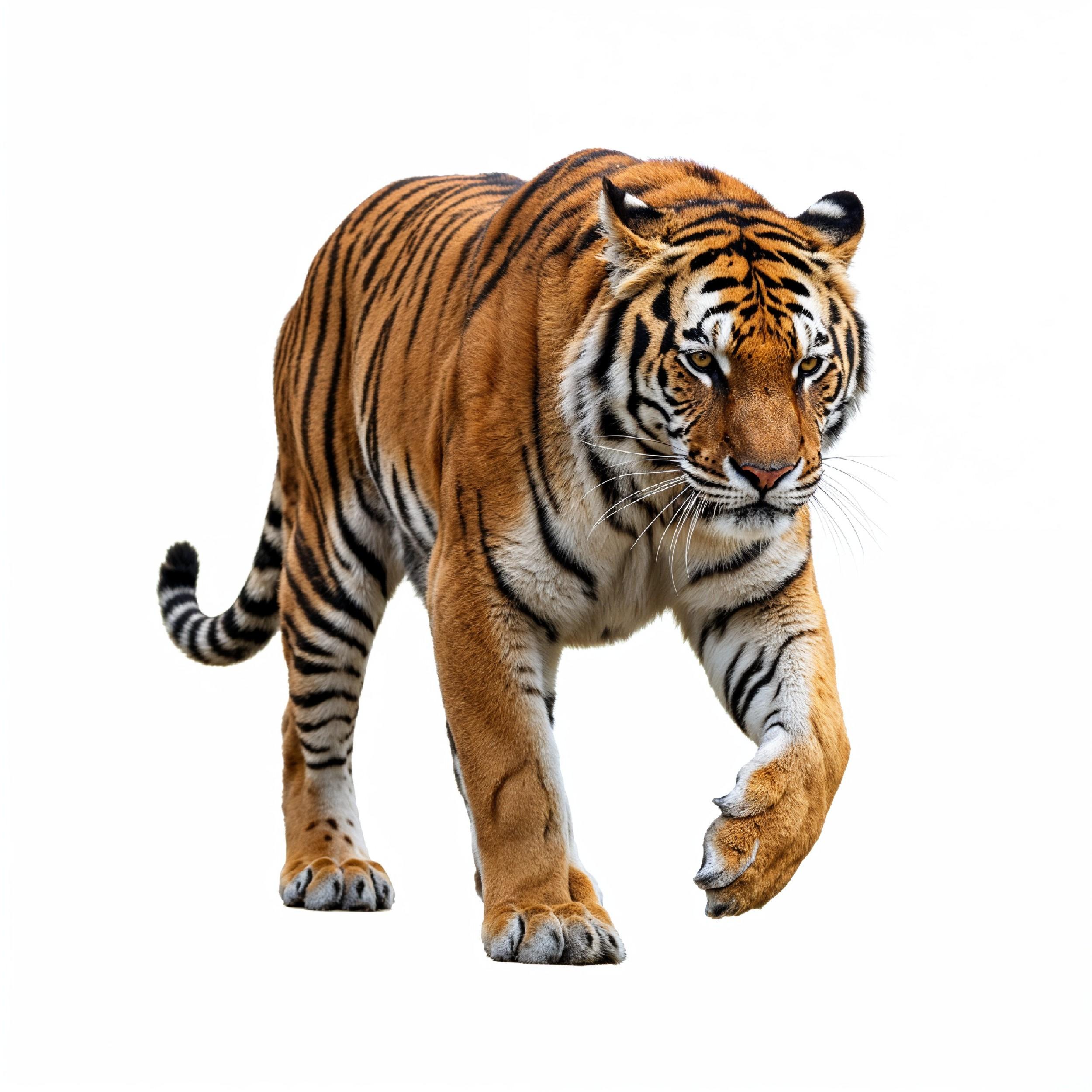 Tiger Isolated on White Background Majestic Wildlife Big Cat Portrait