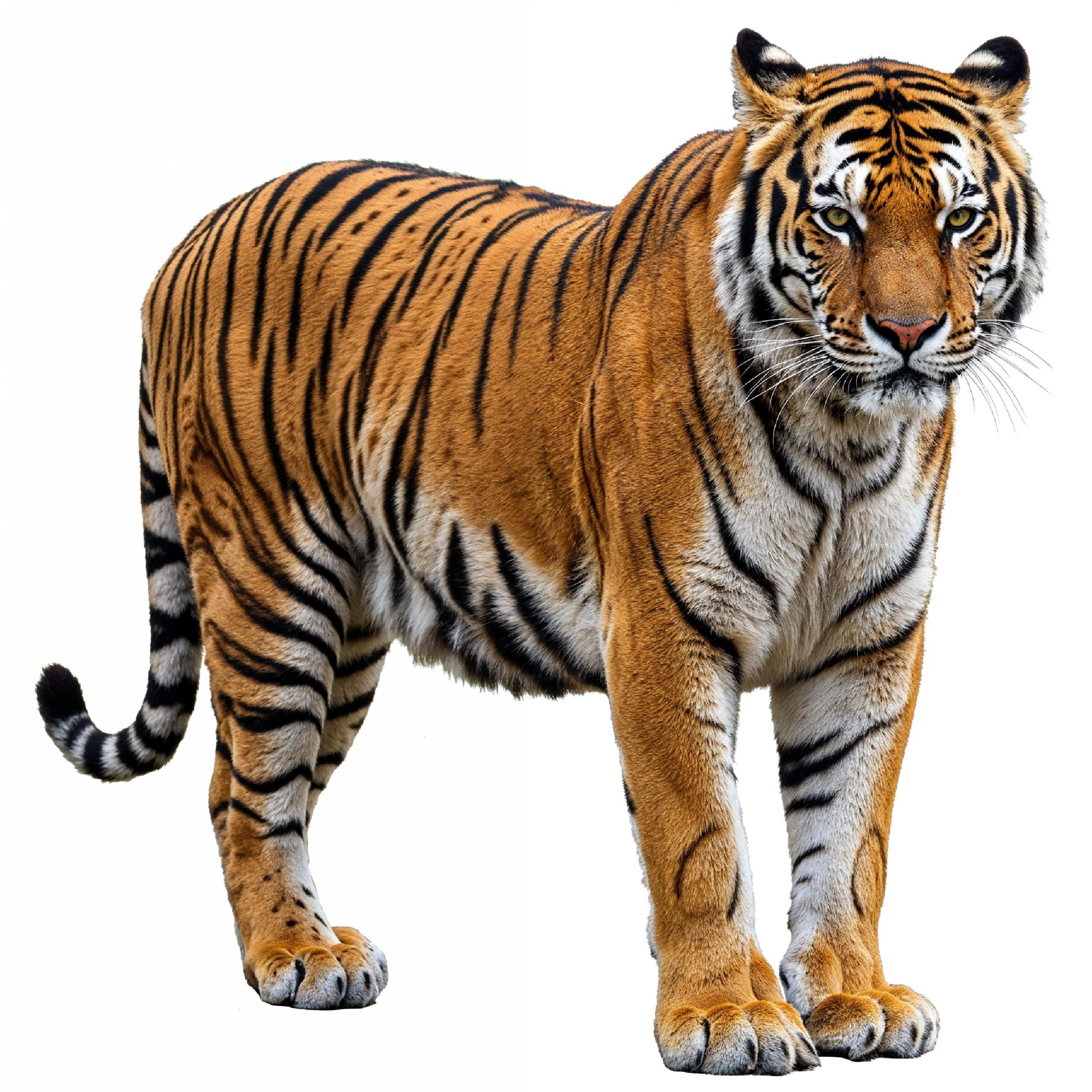 Tiger Isolated on White Background Majestic Wildlife Big Cat Portrait