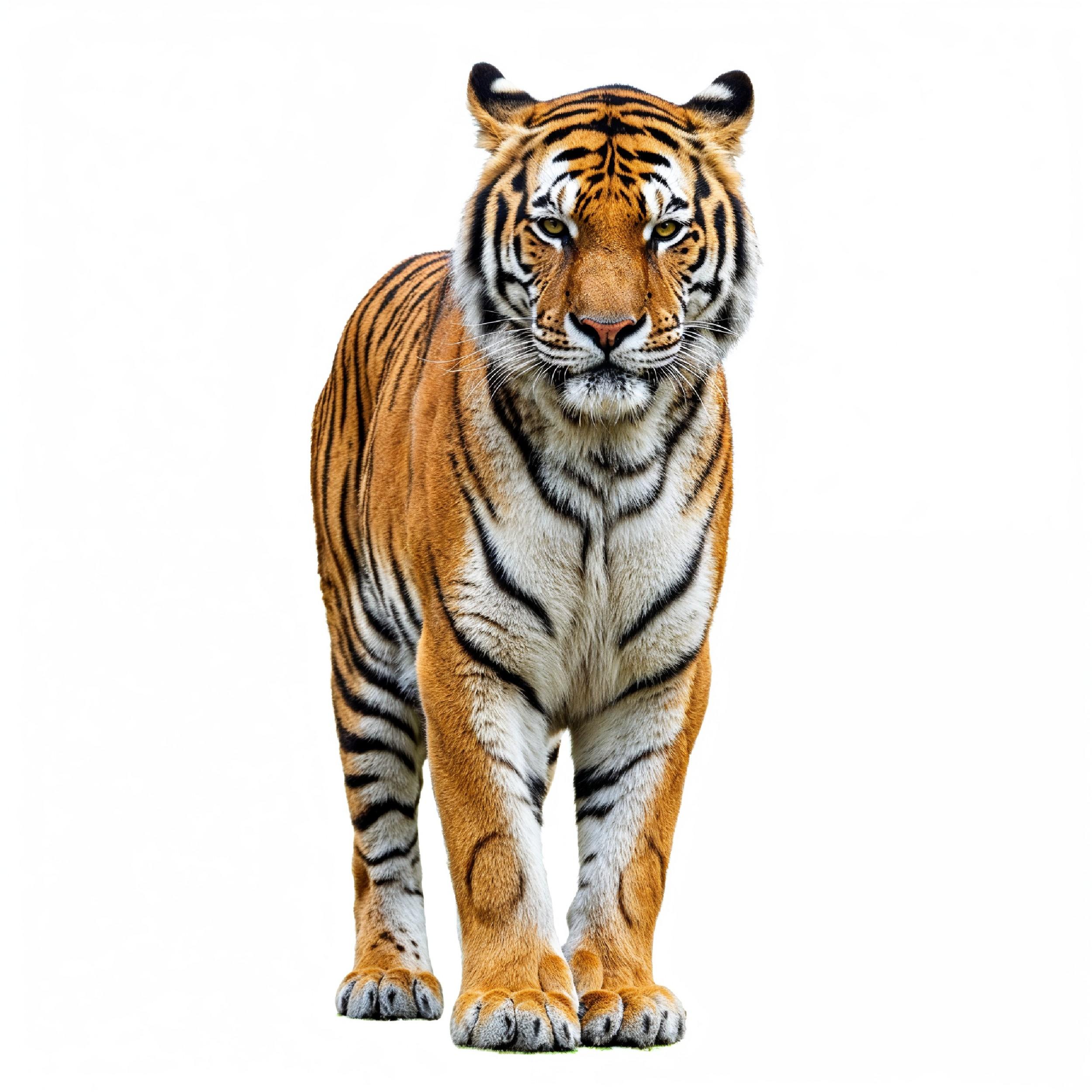 Tiger Isolated on White Background Majestic Wildlife Big Cat Portrait