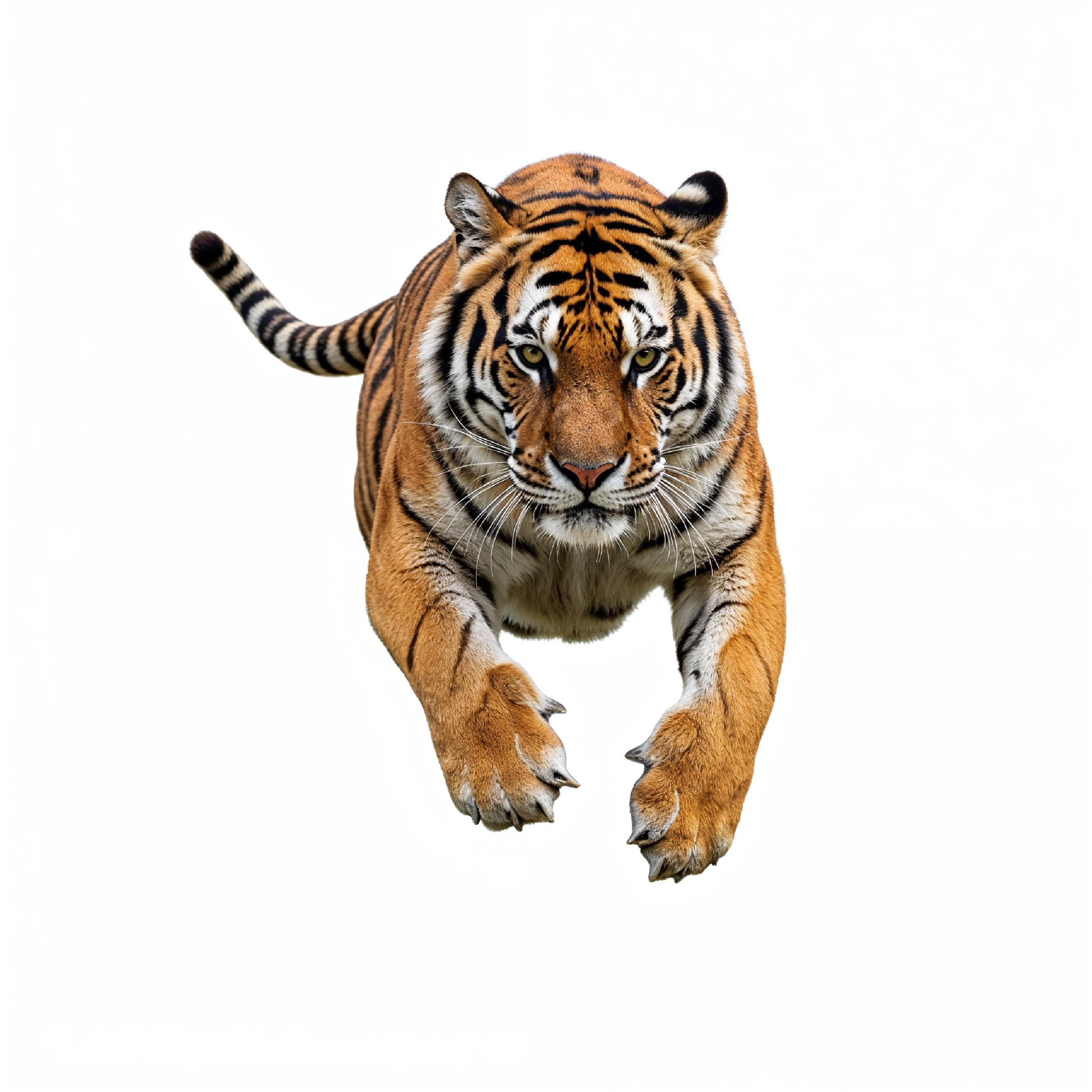 Tiger Isolated on White Background Majestic Wildlife Big Cat Portrait