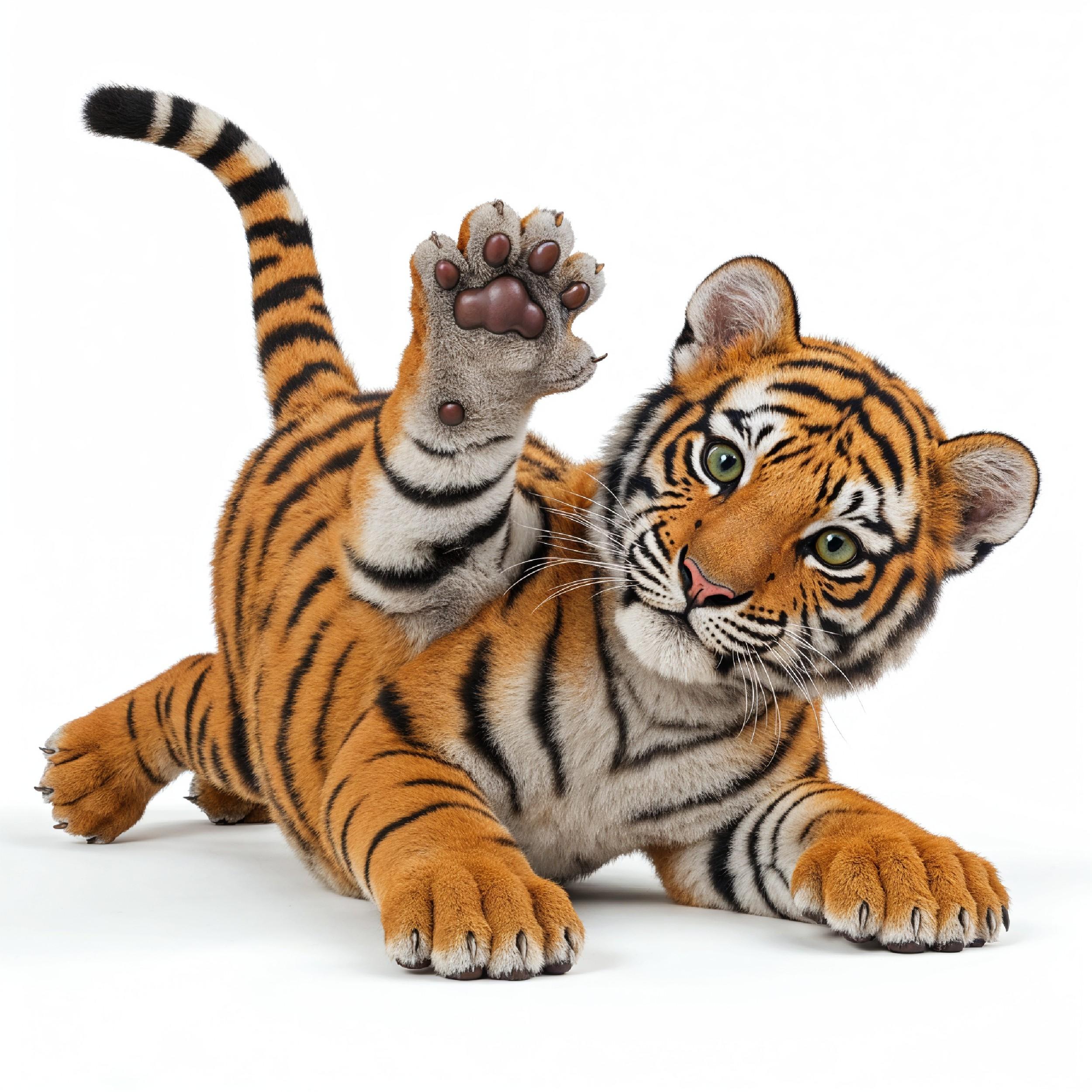 Tiger Isolated on White Background Majestic Wildlife Big Cat Portrait