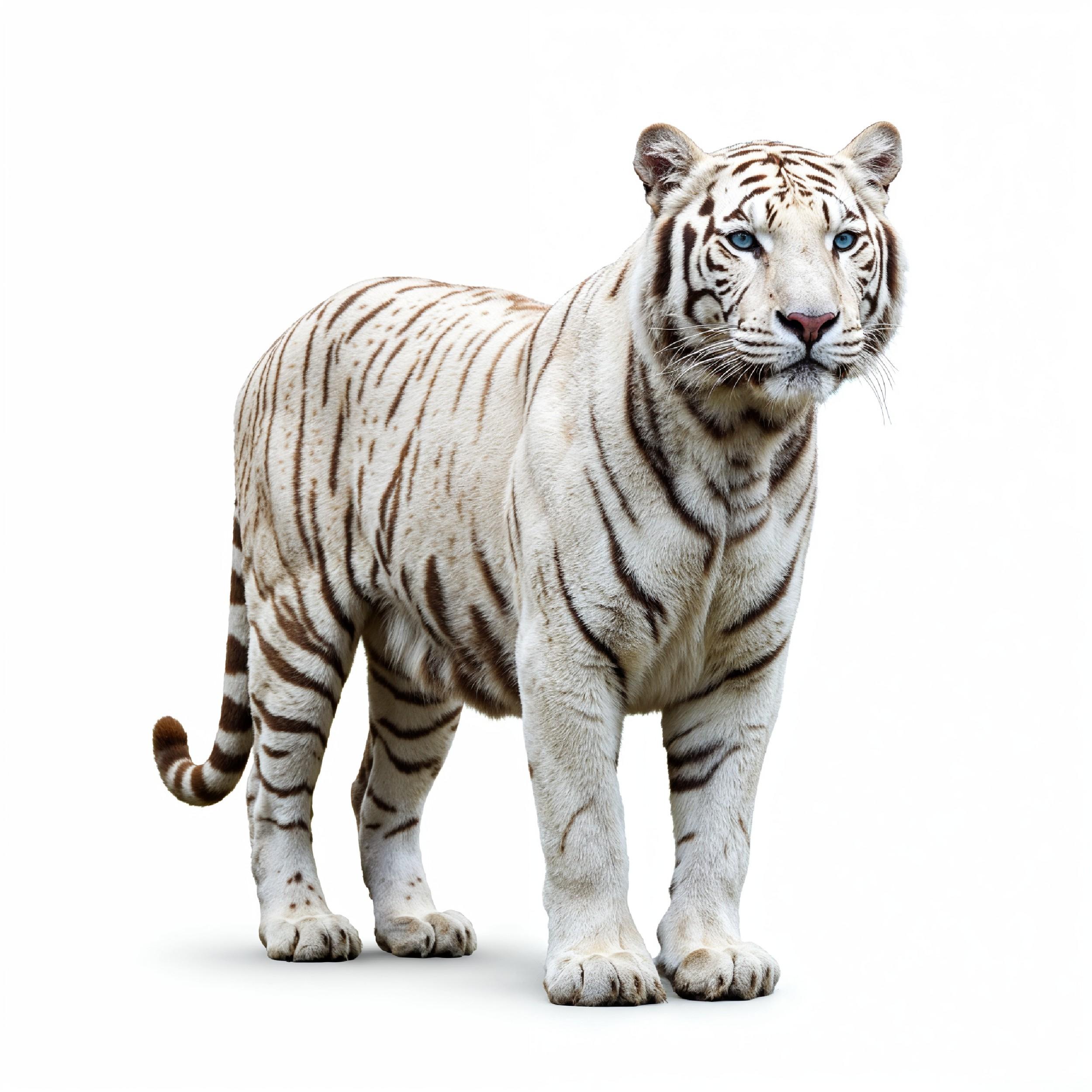 Tiger Isolated on White Background Majestic Wildlife Big Cat Portrait