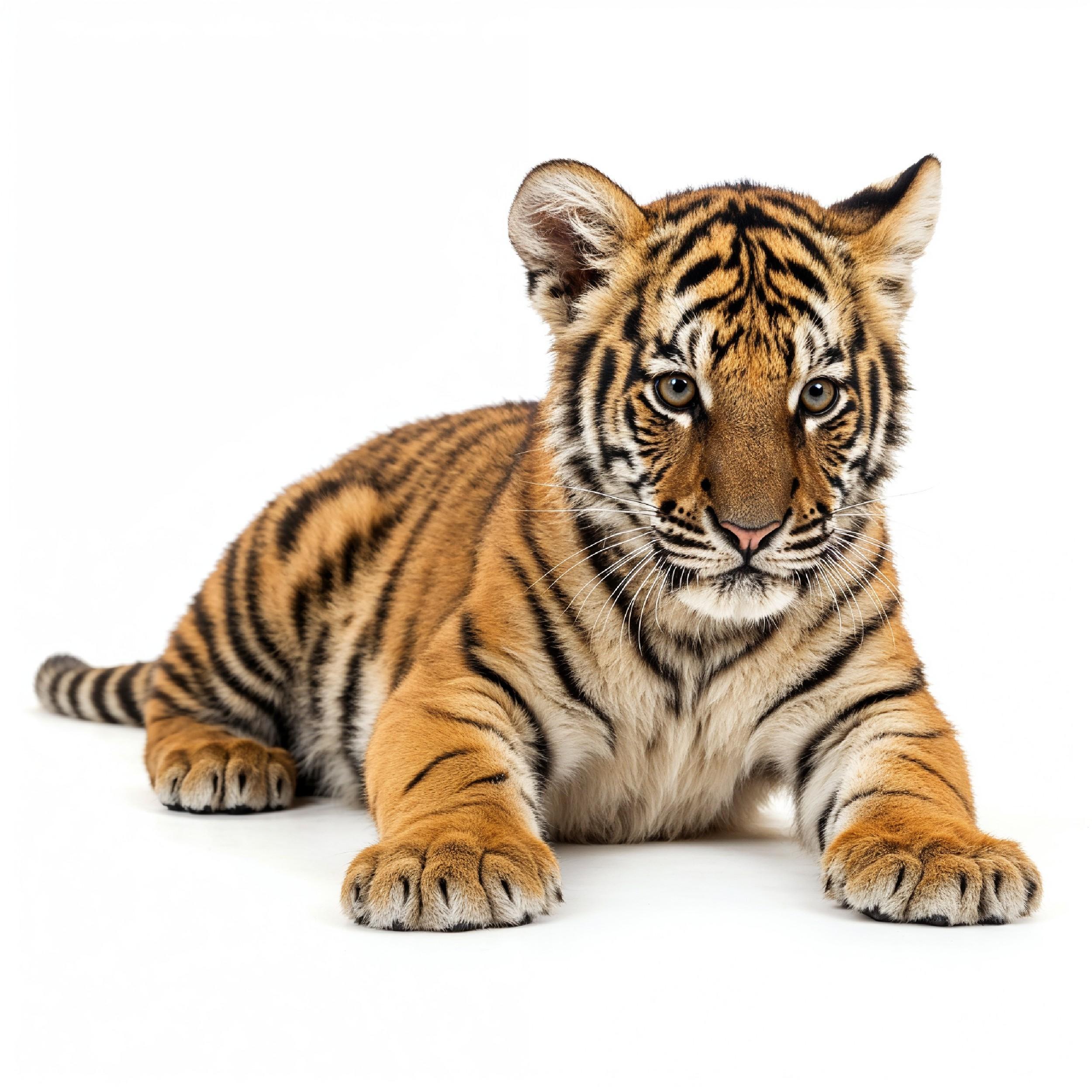 Tiger Isolated on White Background Majestic Wildlife Big Cat Portrait