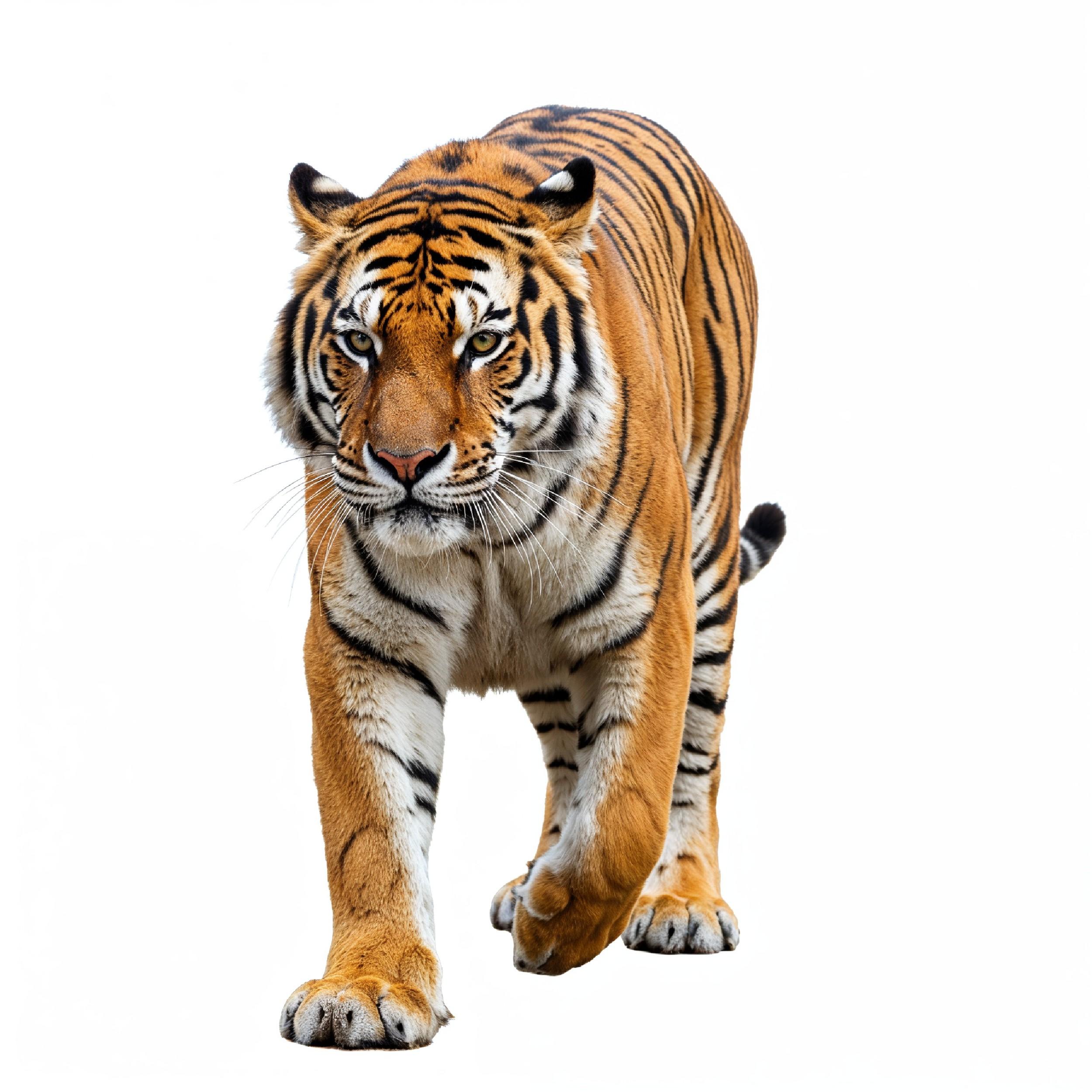 Tiger Isolated on White Background Majestic Wildlife Big Cat Portrait