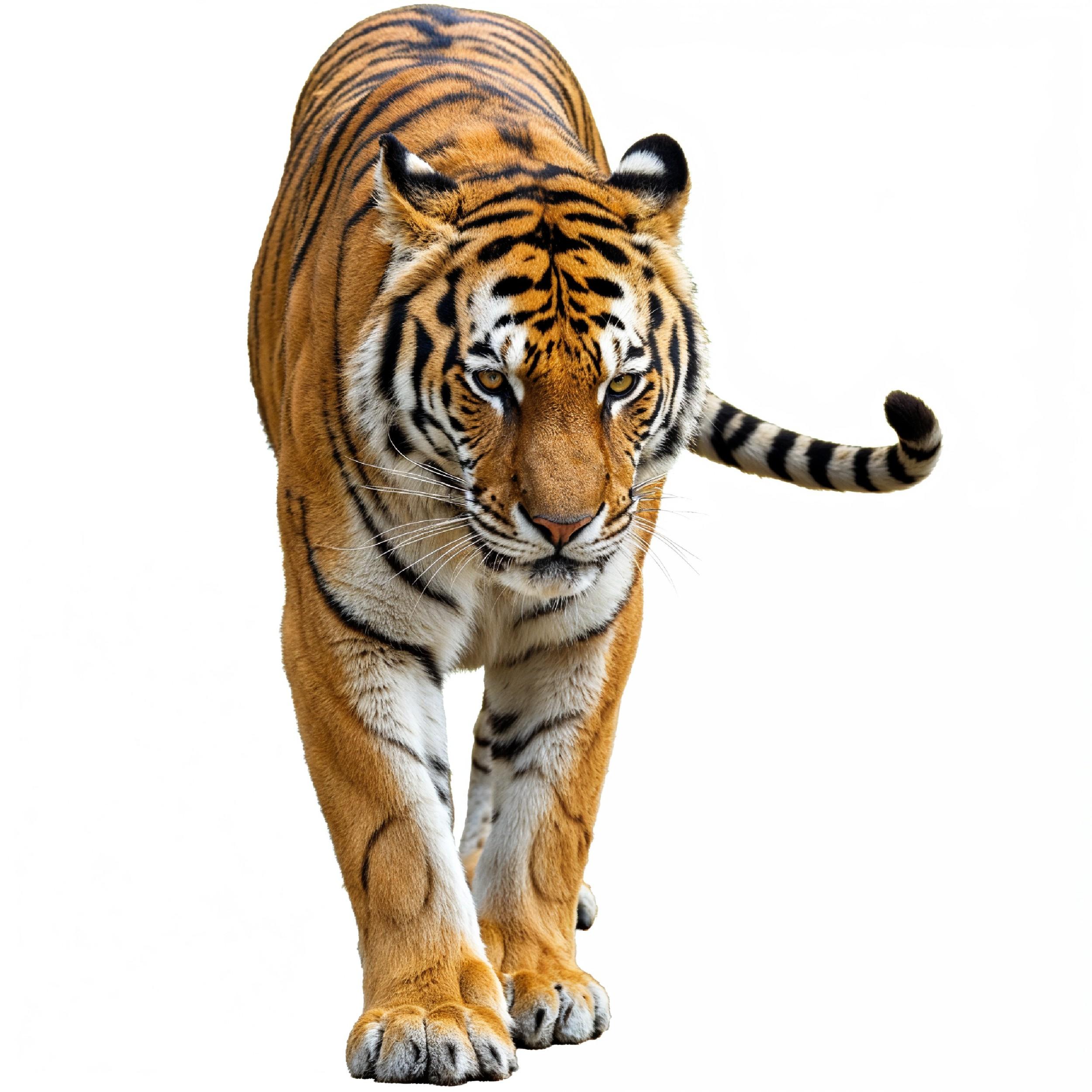 Tiger Isolated on White Background Majestic Wildlife Big Cat Portrait