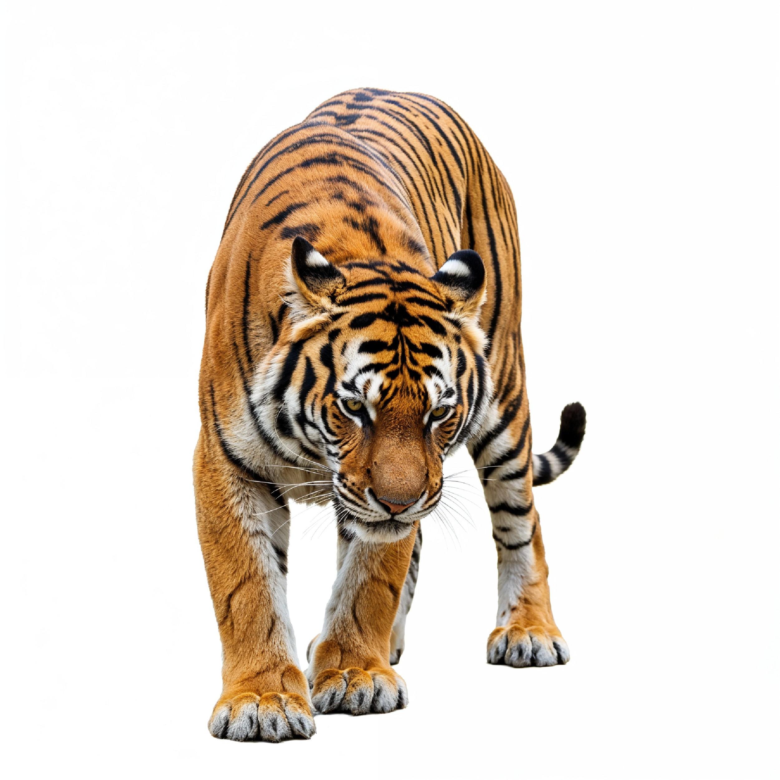 Tiger Isolated on White Background Majestic Wildlife Big Cat Portrait