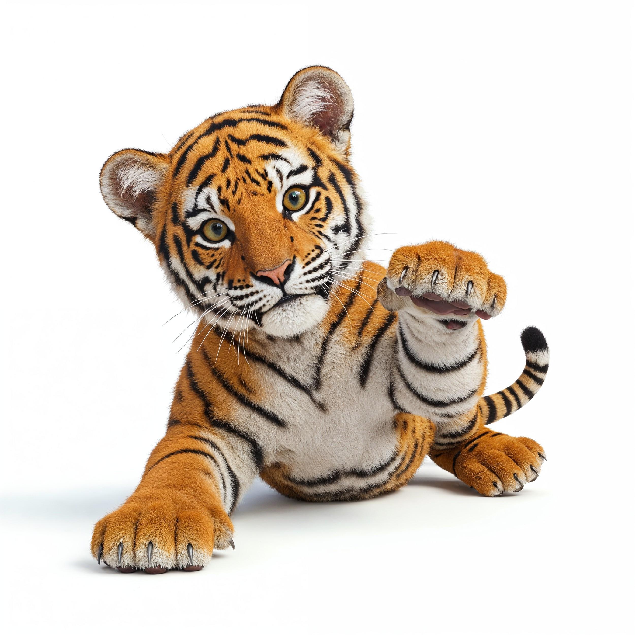 Tiger Isolated on White Background Majestic Wildlife Big Cat Portrait
