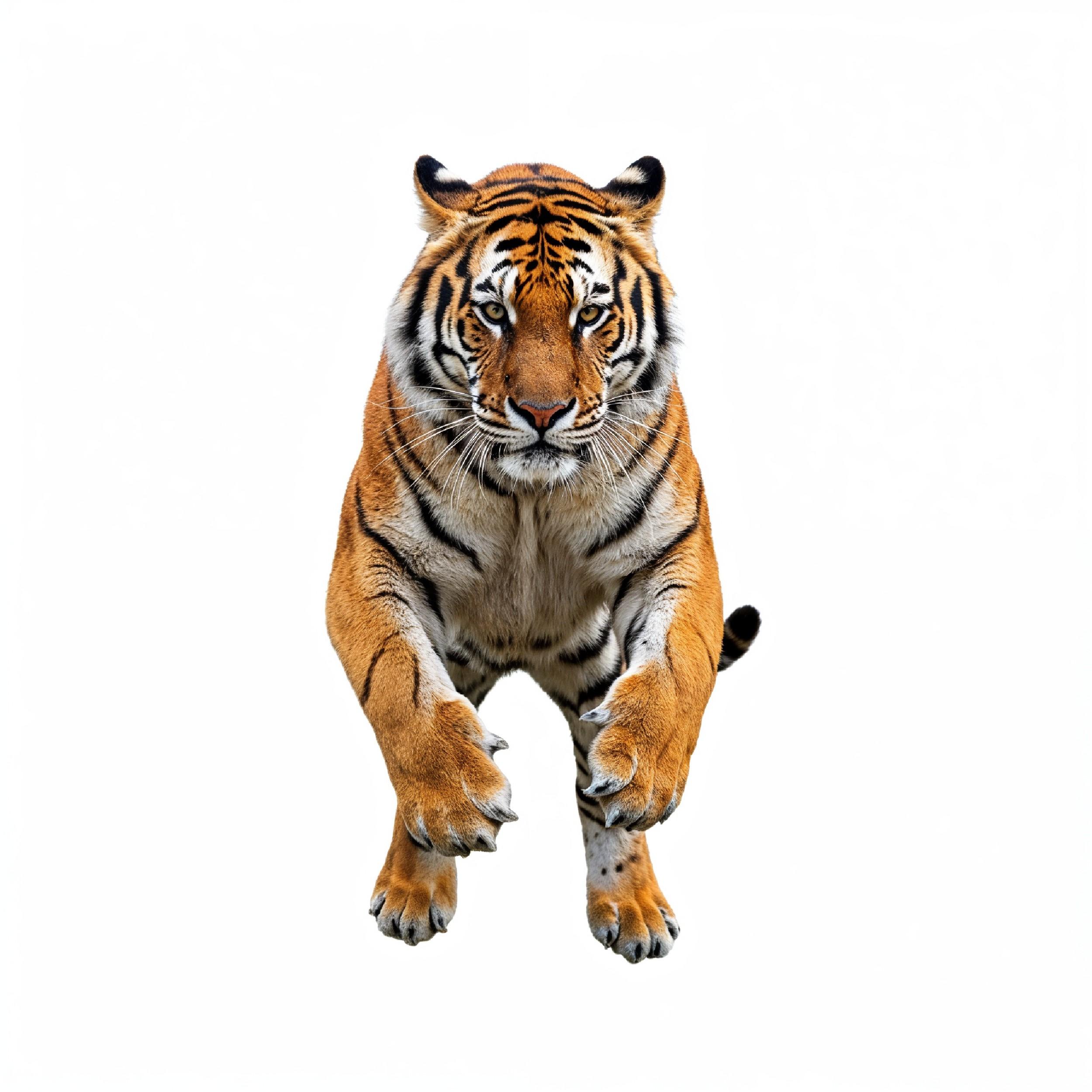 Tiger Isolated on White Background Majestic Wildlife Big Cat Portrait