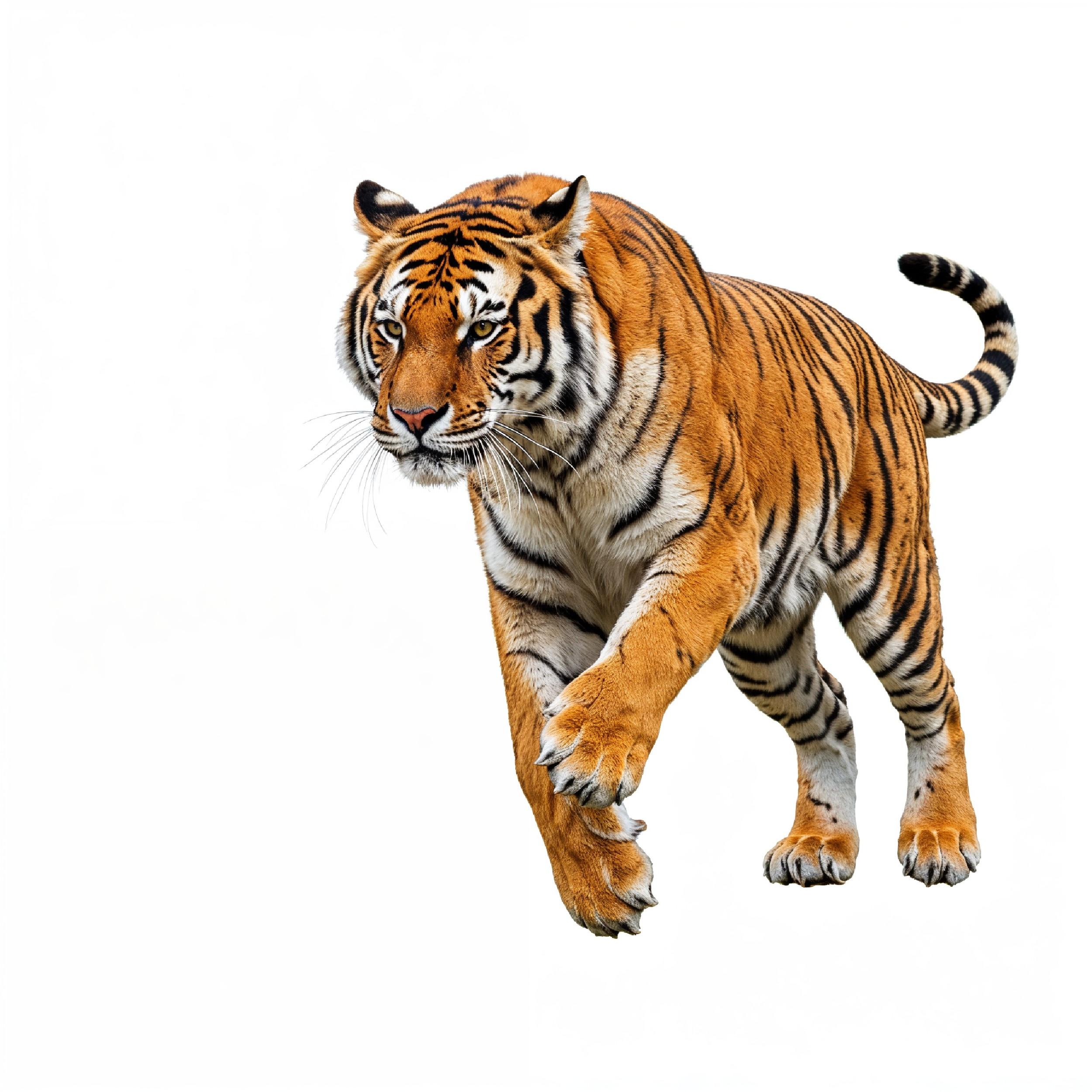 Tiger Isolated on White Background Majestic Wildlife Big Cat Portrait