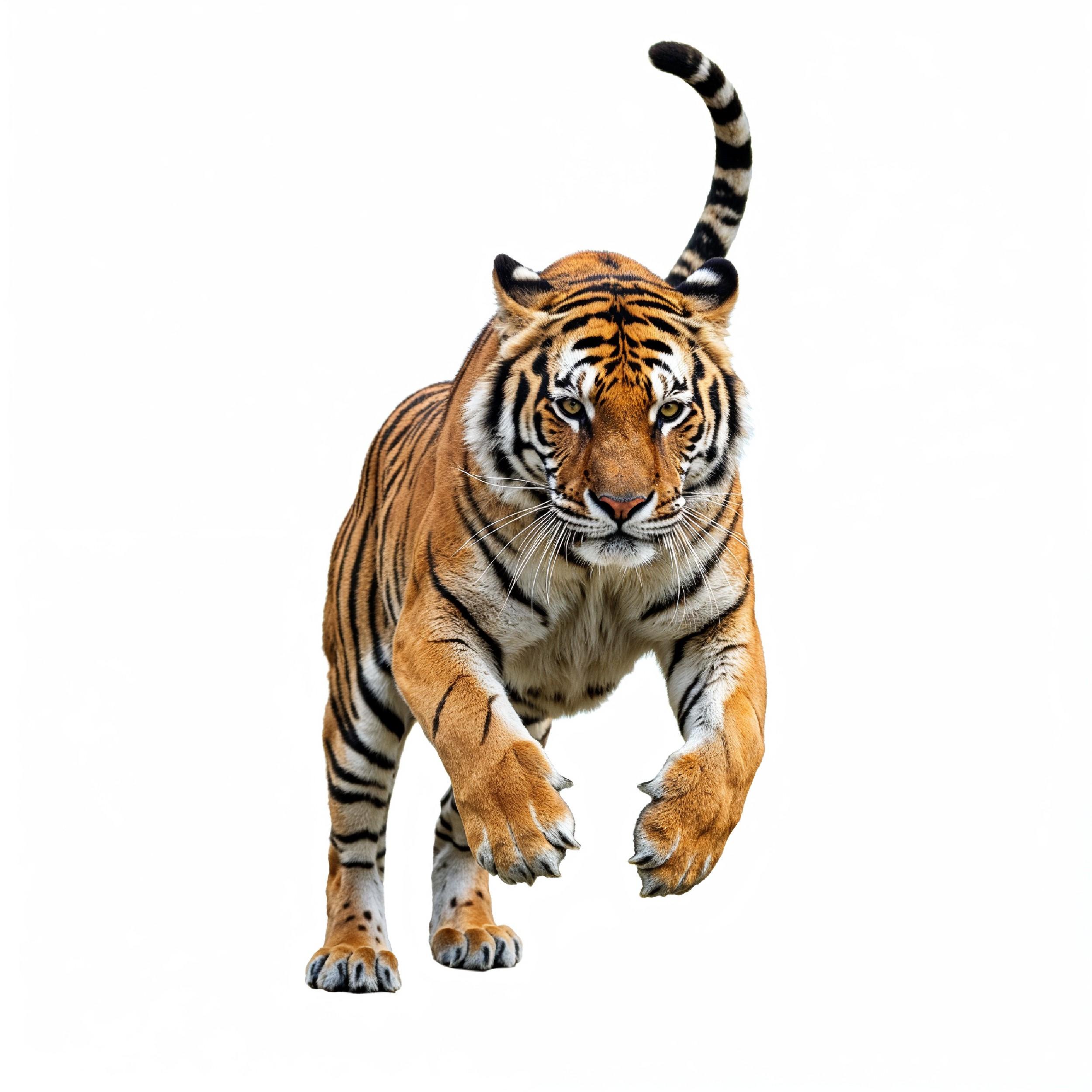 Tiger Isolated on White Background Majestic Wildlife Big Cat Portrait