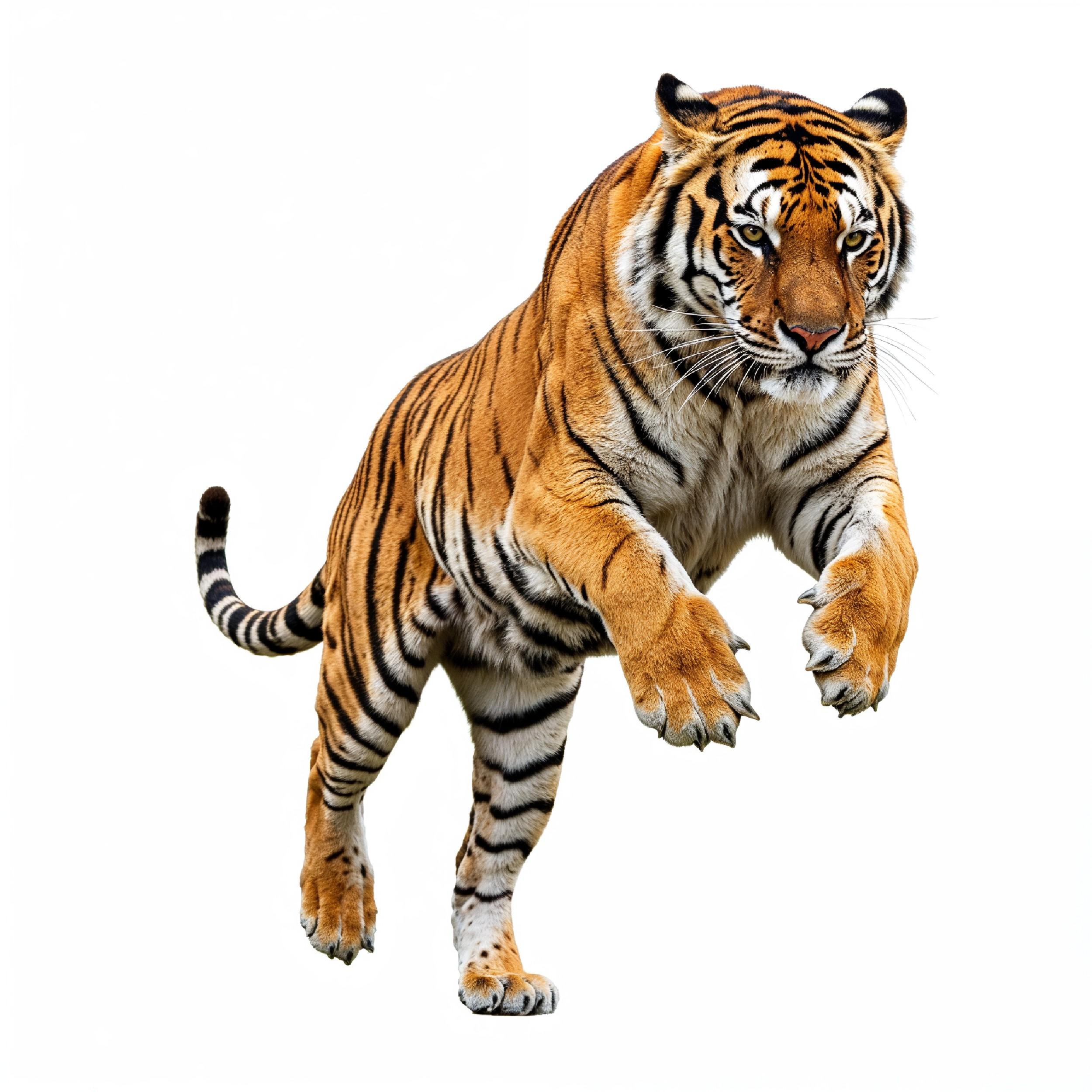 Tiger Isolated on White Background Majestic Wildlife Big Cat Portrait