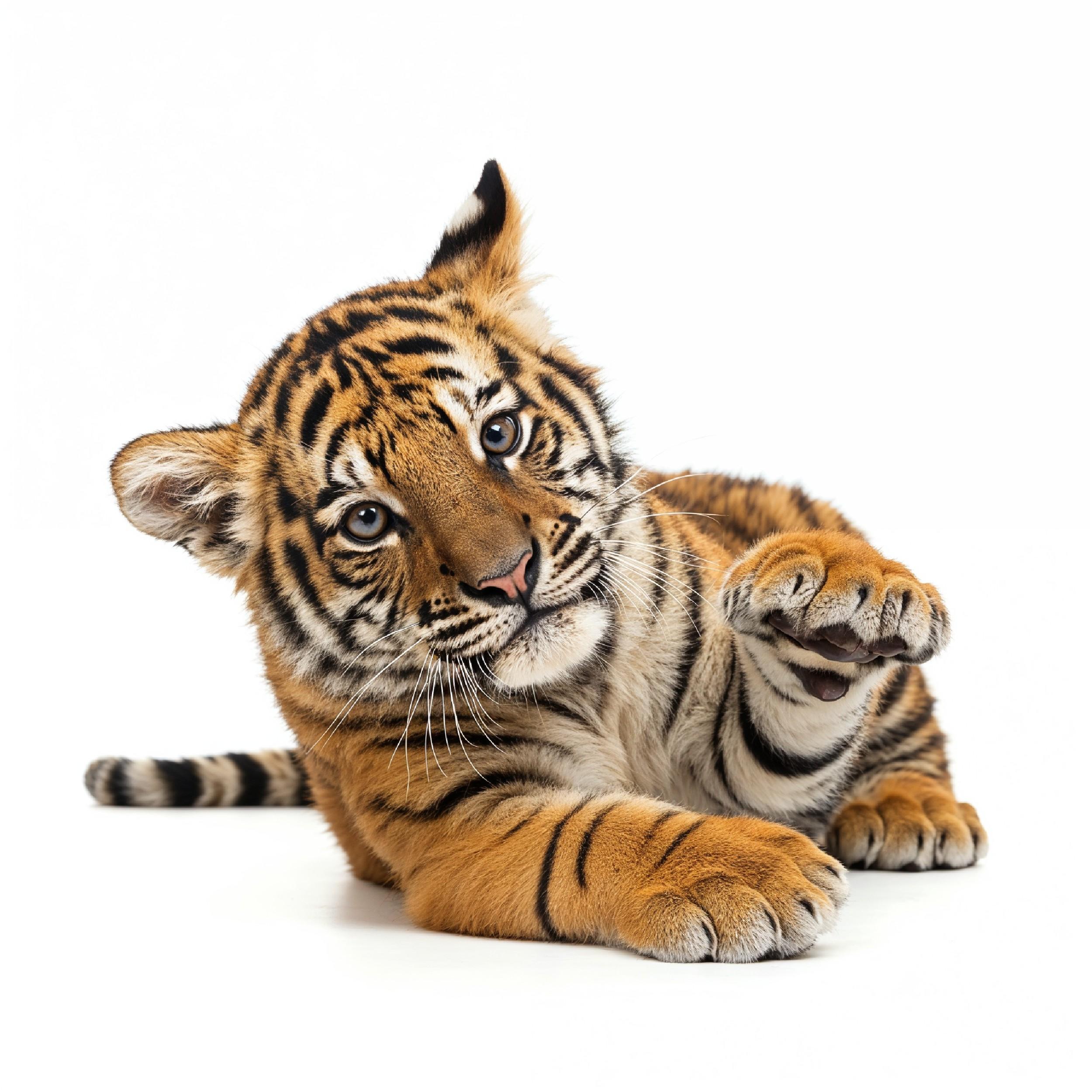 Tiger Isolated on White Background Majestic Wildlife Big Cat Portrait
