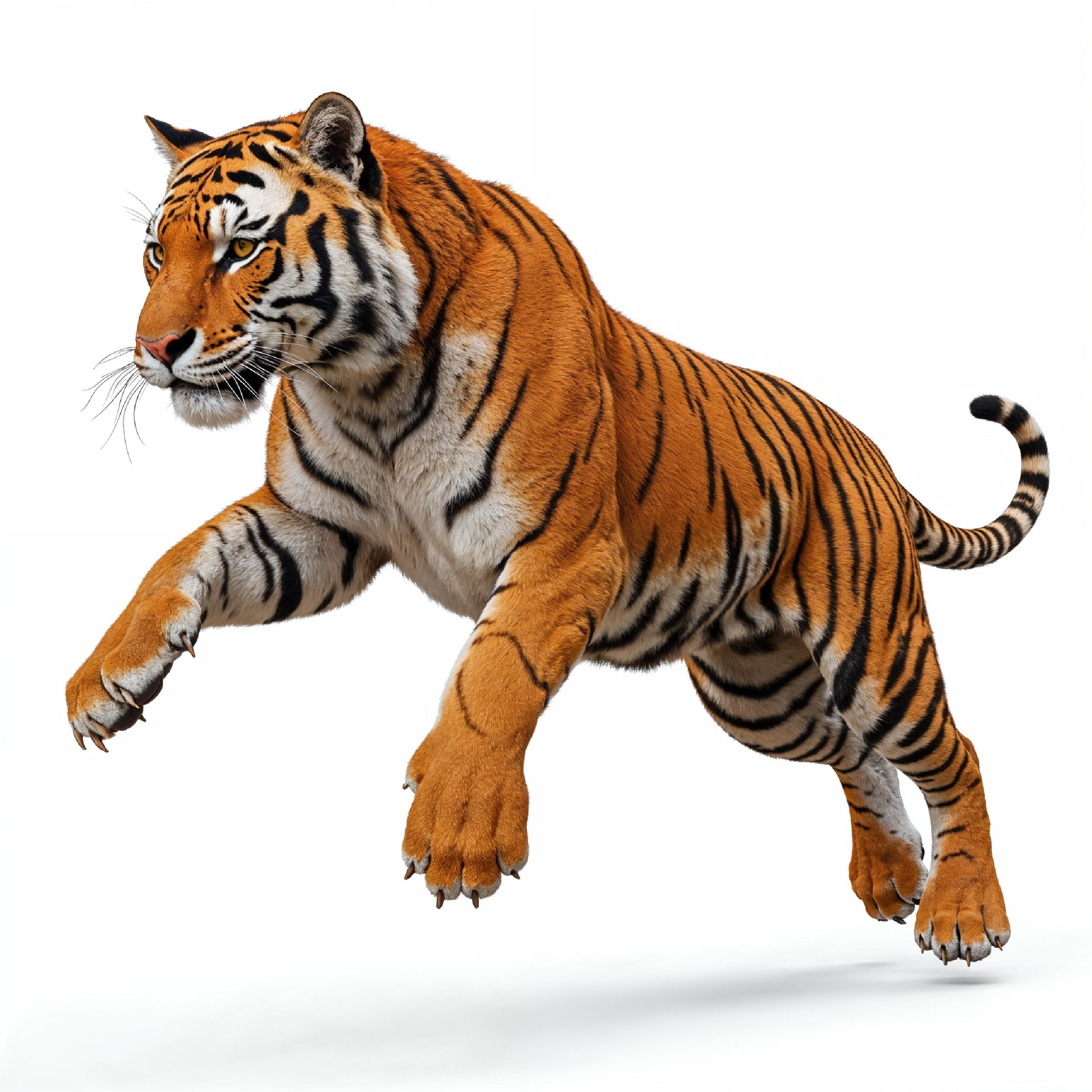 Tiger Isolated on White Background Majestic Wildlife Big Cat Portrait