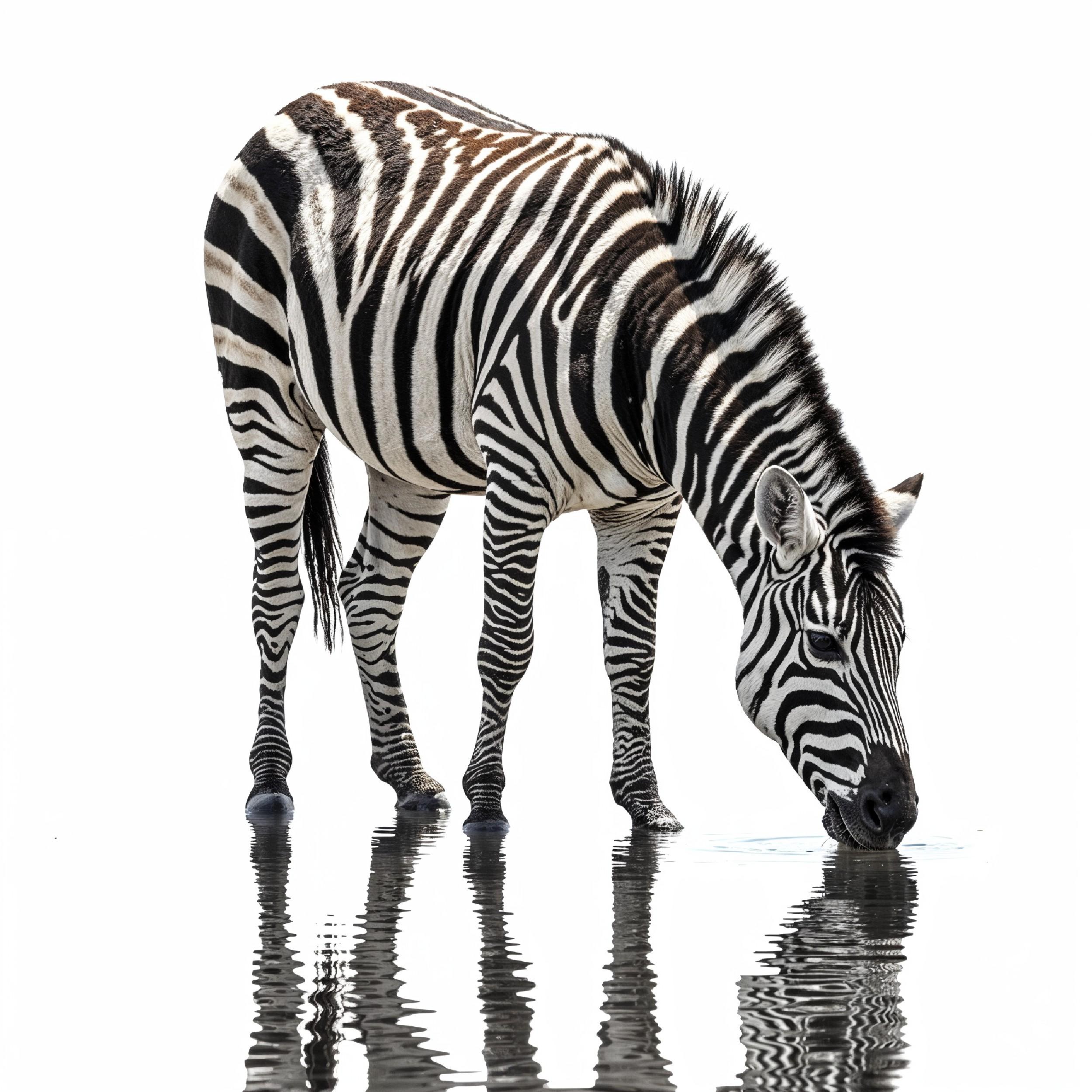 Zebra Isolated on White Background African Wildlife Animal Portrait