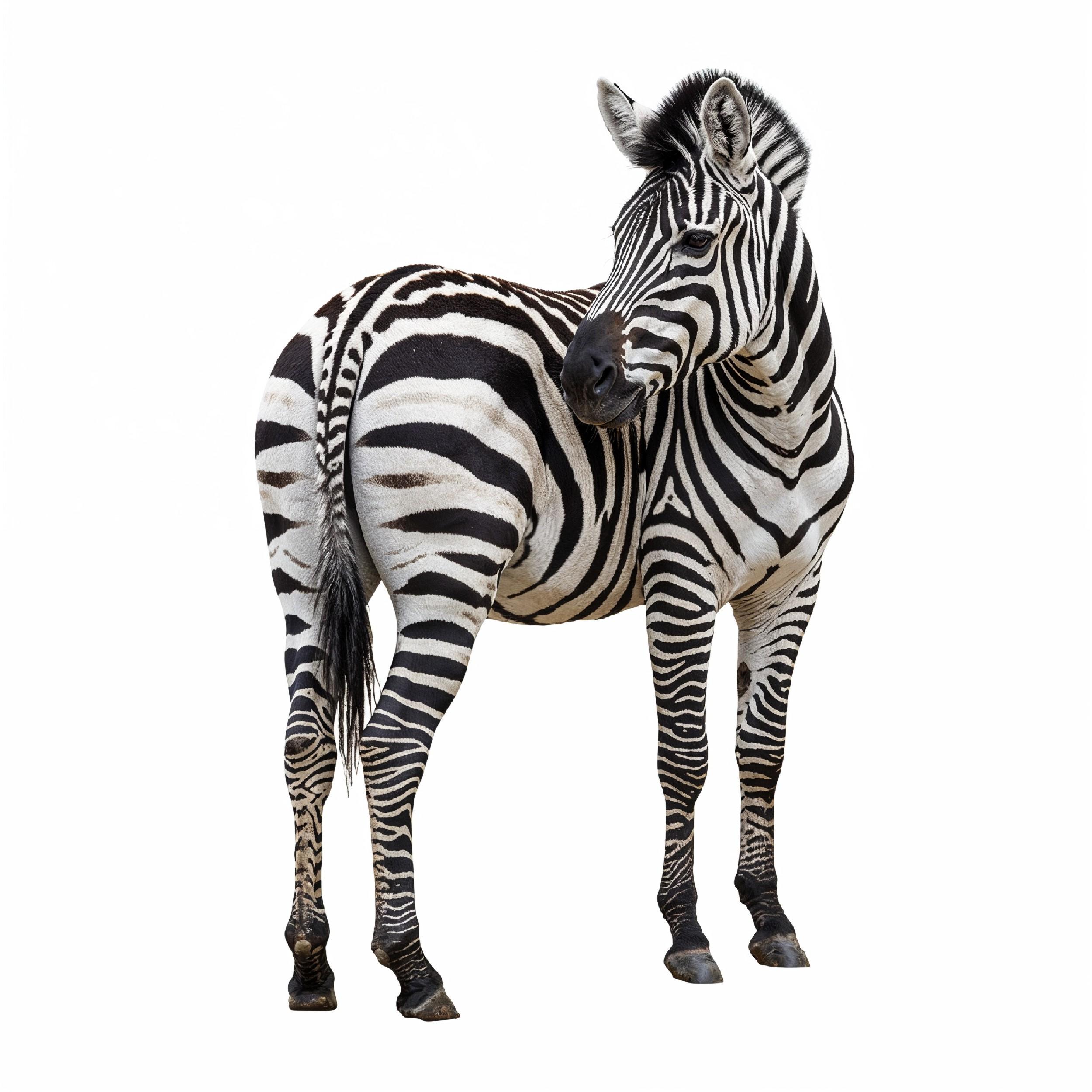 Zebra Isolated on White Background African Wildlife Animal Portrait