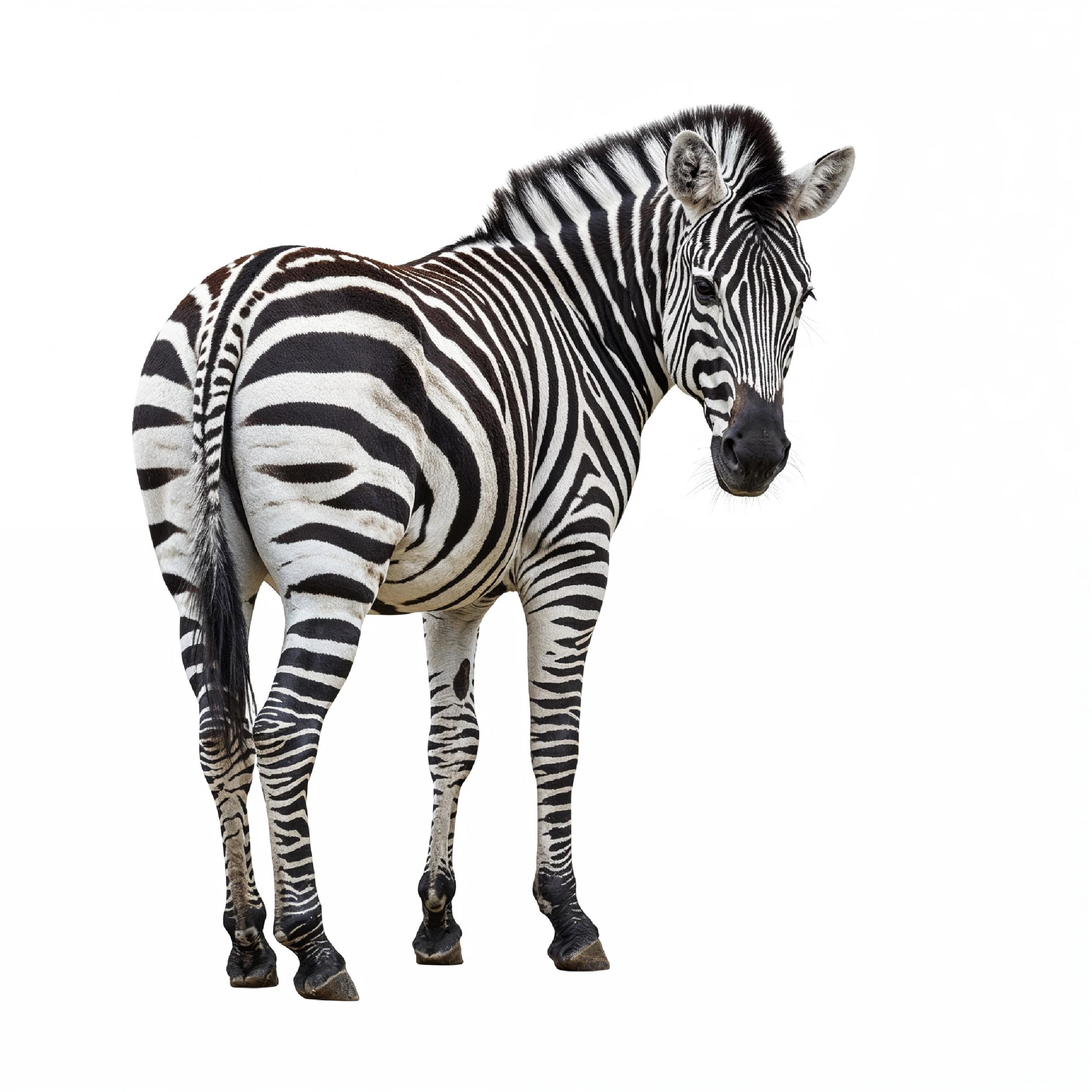 Zebra Isolated on White Background African Wildlife Animal Portrait