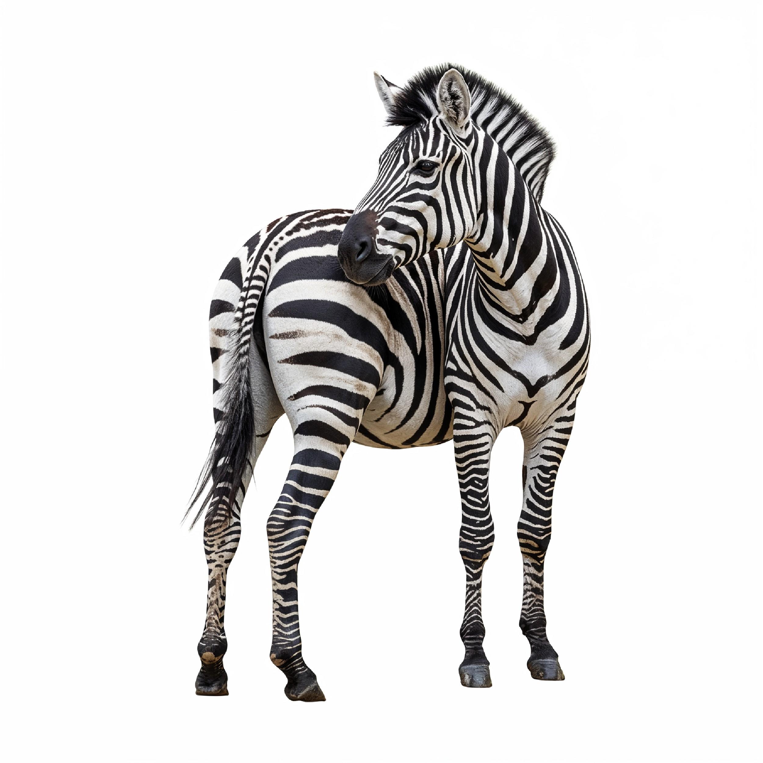 Zebra Isolated on White Background African Wildlife Animal Portrait