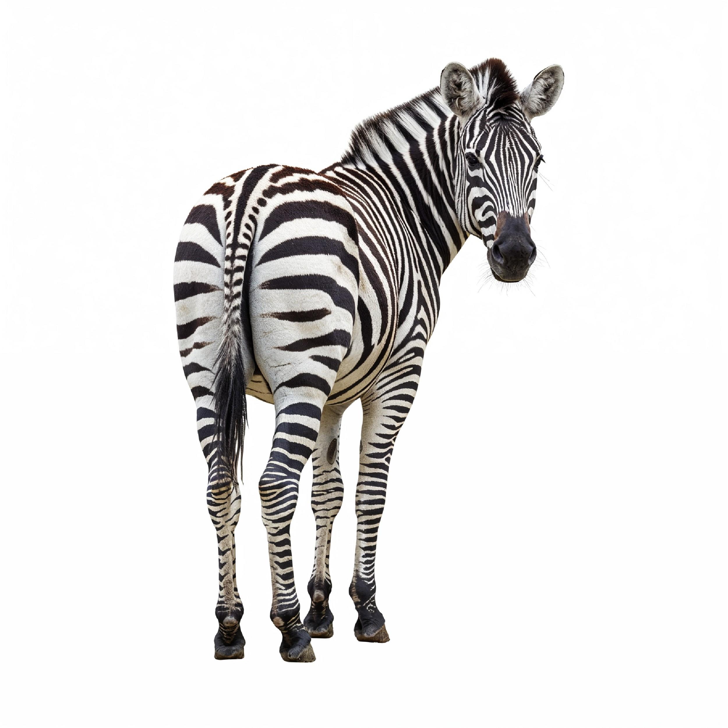 Zebra Isolated on White Background African Wildlife Animal Portrait