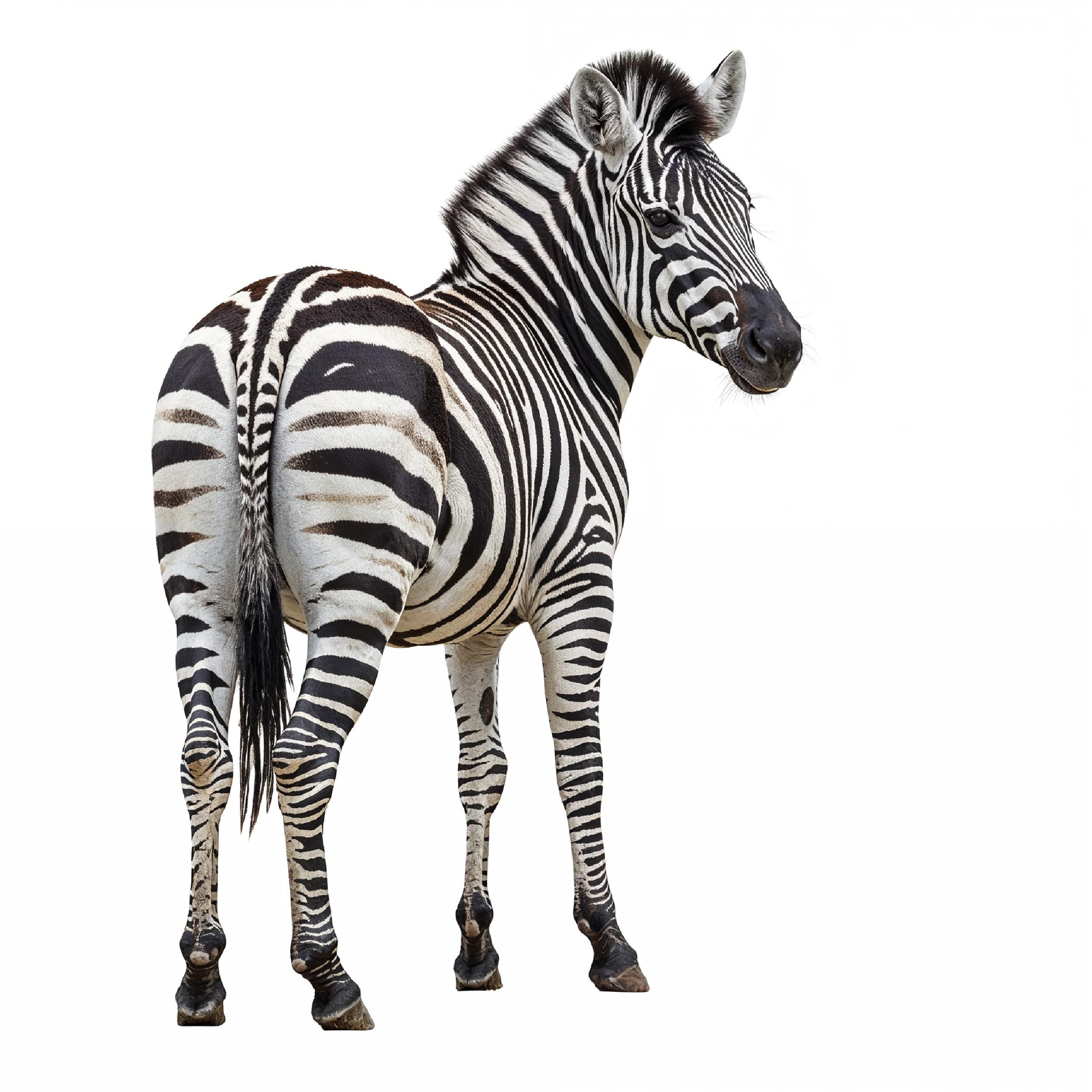 Zebra Isolated on White Background African Wildlife Animal Portrait