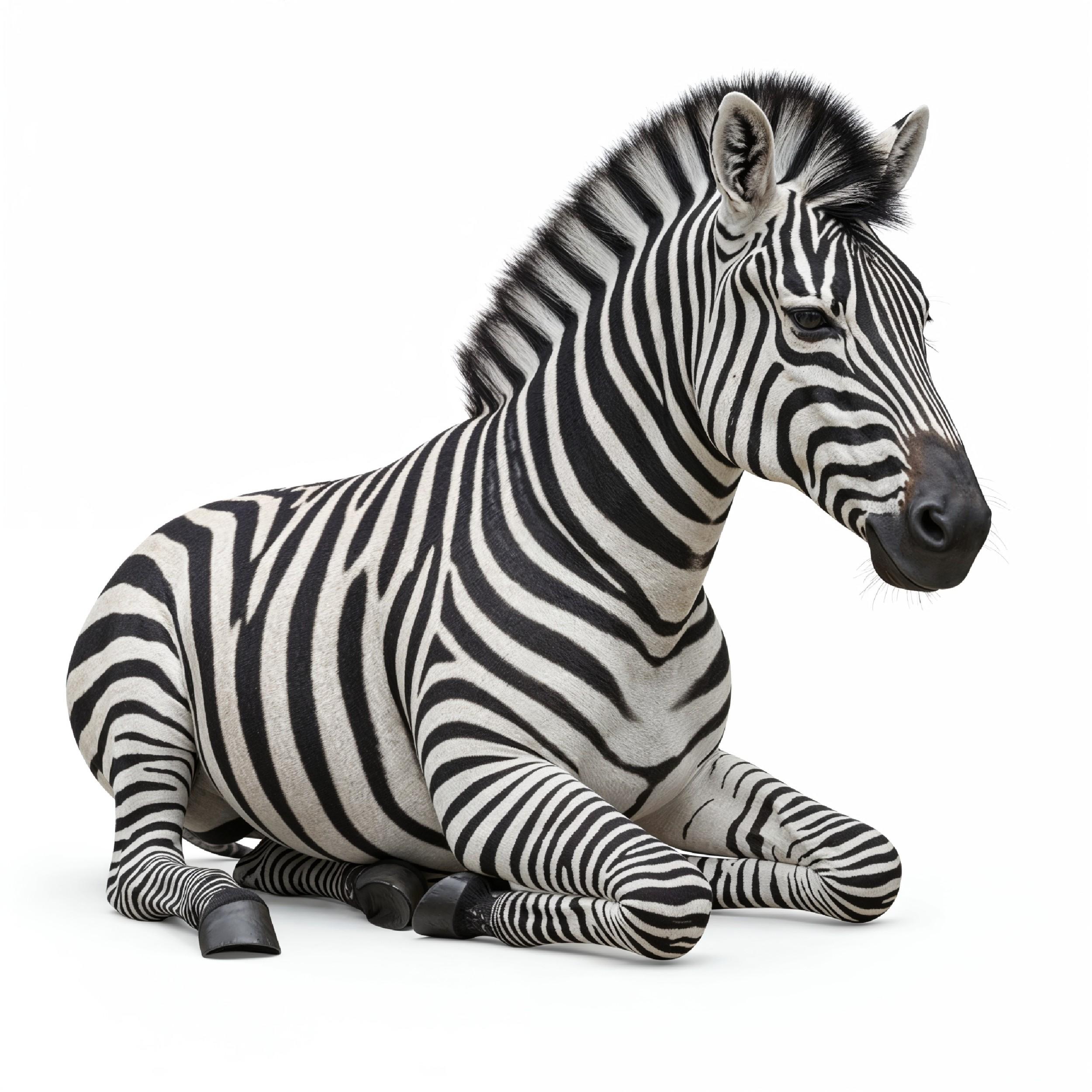 Zebra Isolated on White Background African Wildlife Animal Portrait