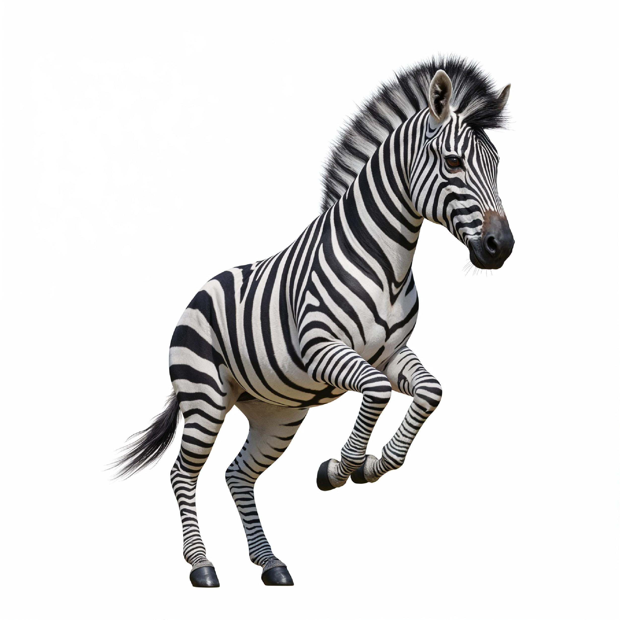 Zebra Isolated on White Background African Wildlife Animal Portrait