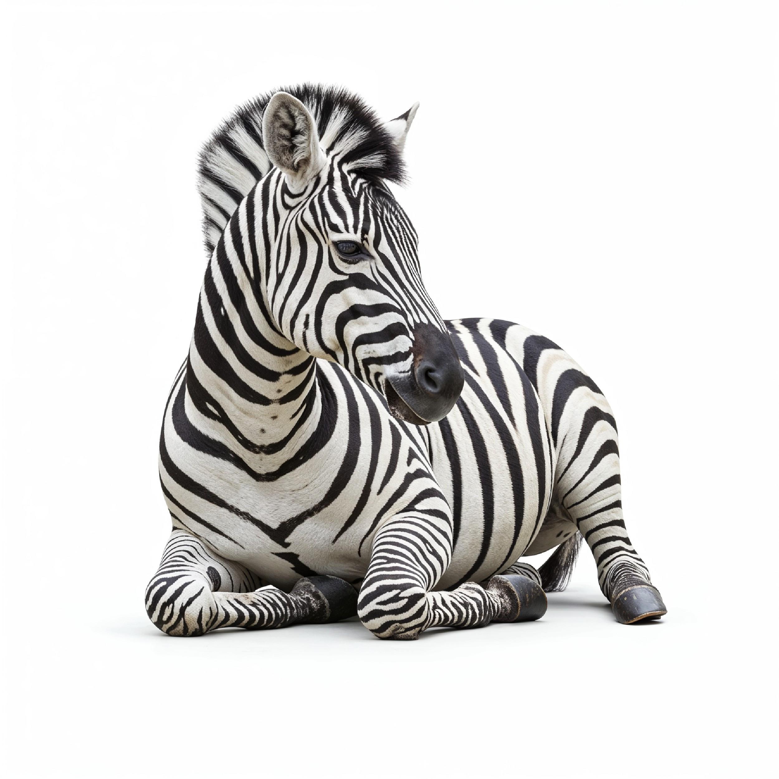 Zebra Isolated on White Background African Wildlife Animal Portrait