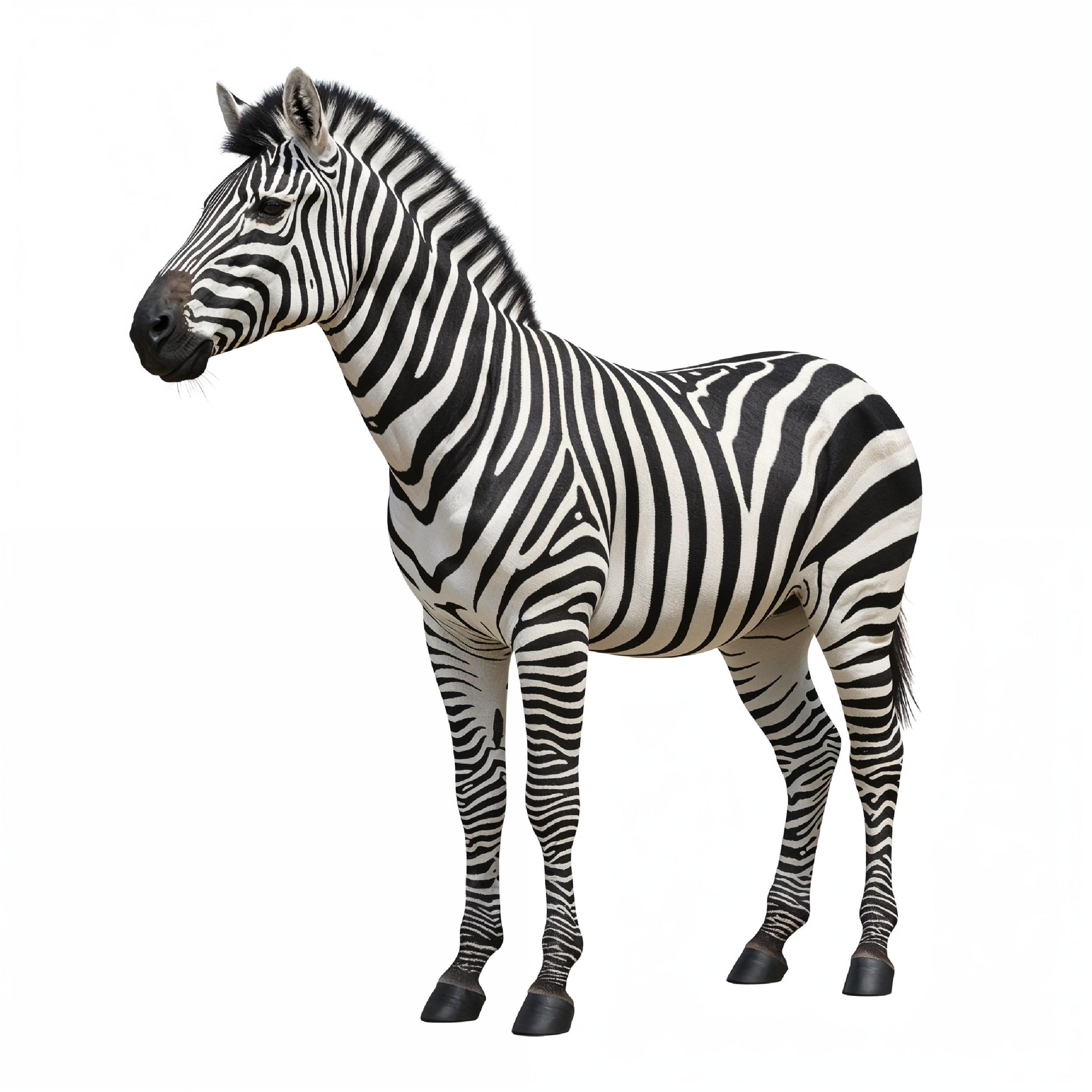 Zebra Isolated on White Background African Wildlife Animal Portrait