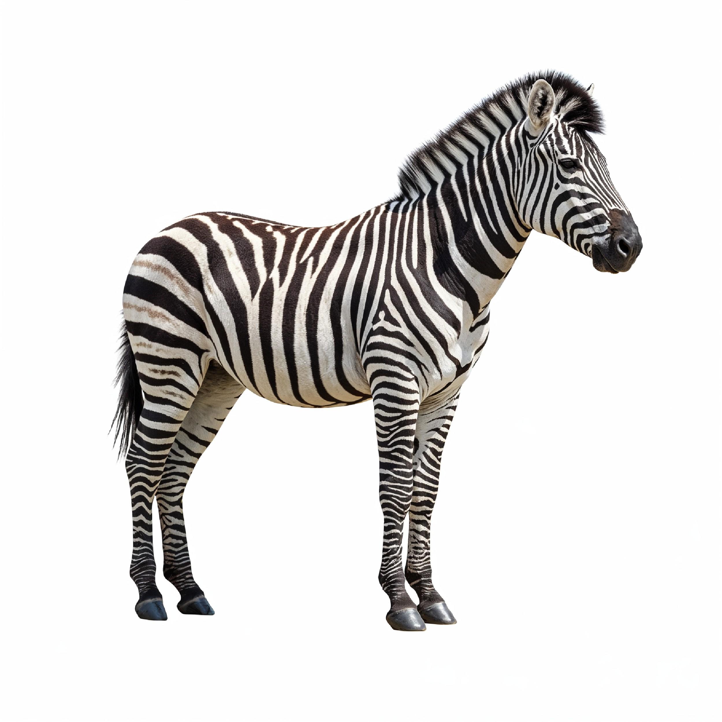 Zebra Isolated on White Background African Wildlife Animal Portrait