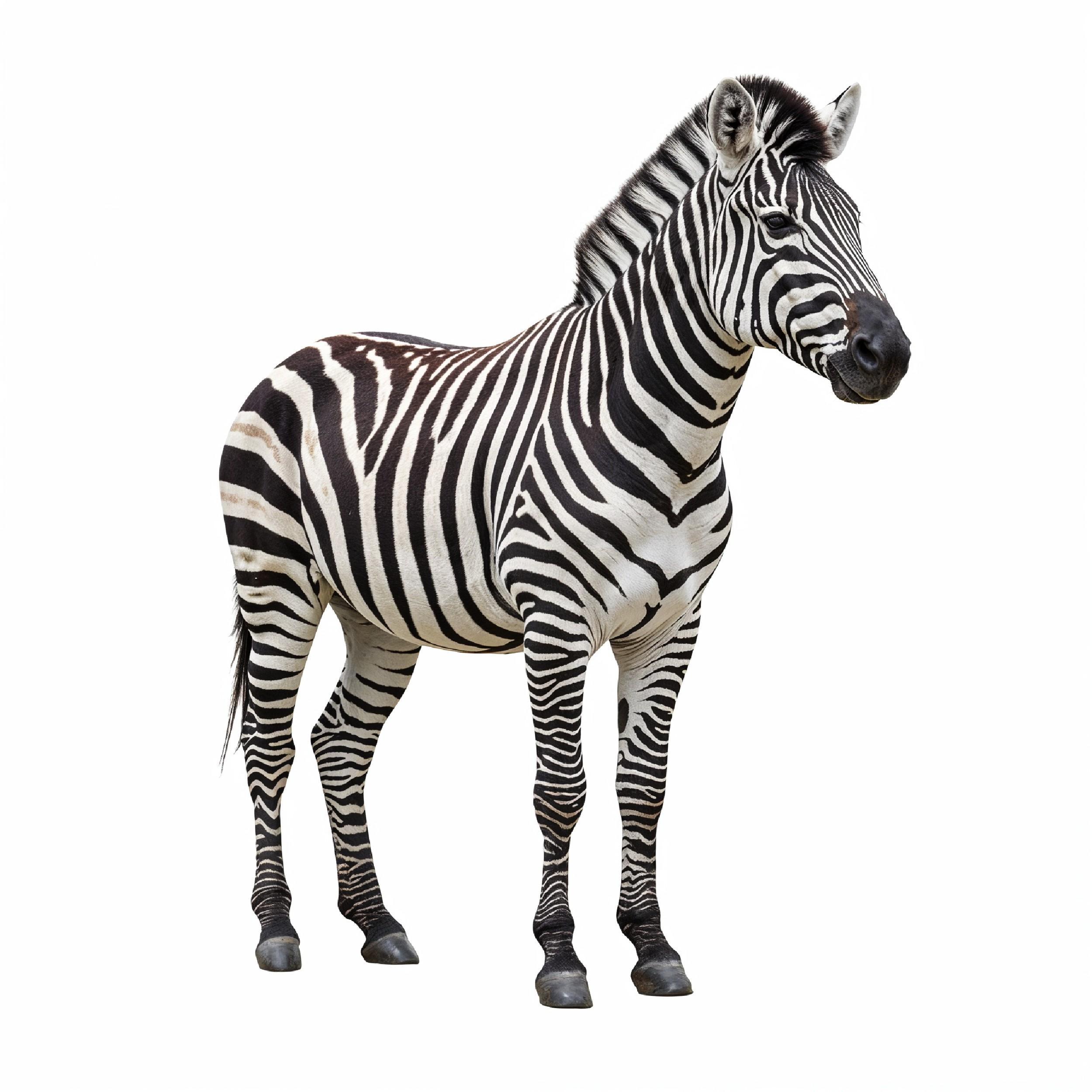 Zebra Isolated on White Background African Wildlife Animal Portrait