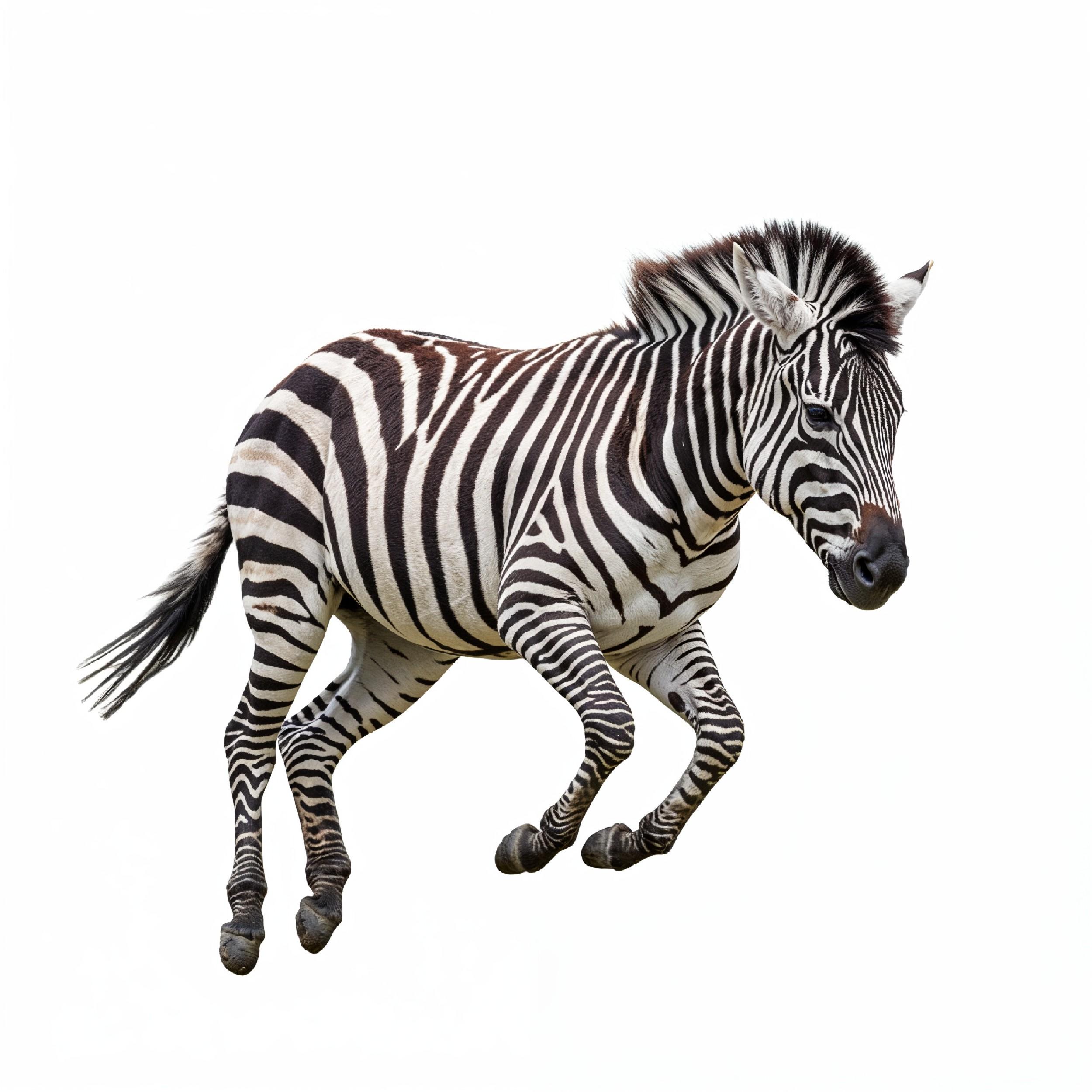 Zebra Isolated on White Background African Wildlife Animal Portrait