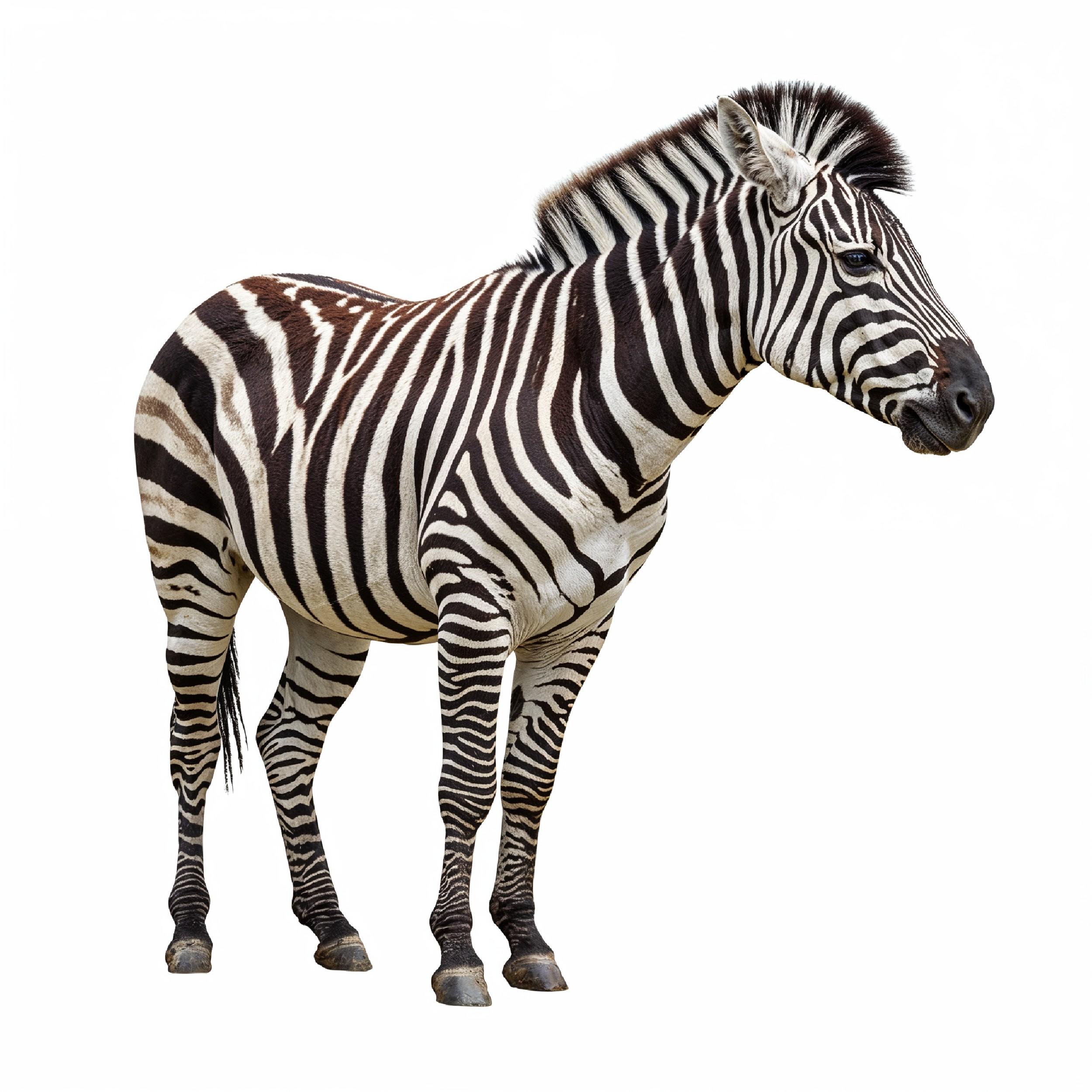 Zebra Isolated on White Background African Wildlife Animal Portrait